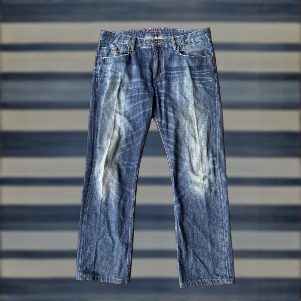 Robert Graham Robert Graham Slim Jim Jeans Mens 36x29.5 Dark Wash Denim Zip Straight Preppy Logo Zipper) Size US 36 / EU 52 - 1 Thumbnail