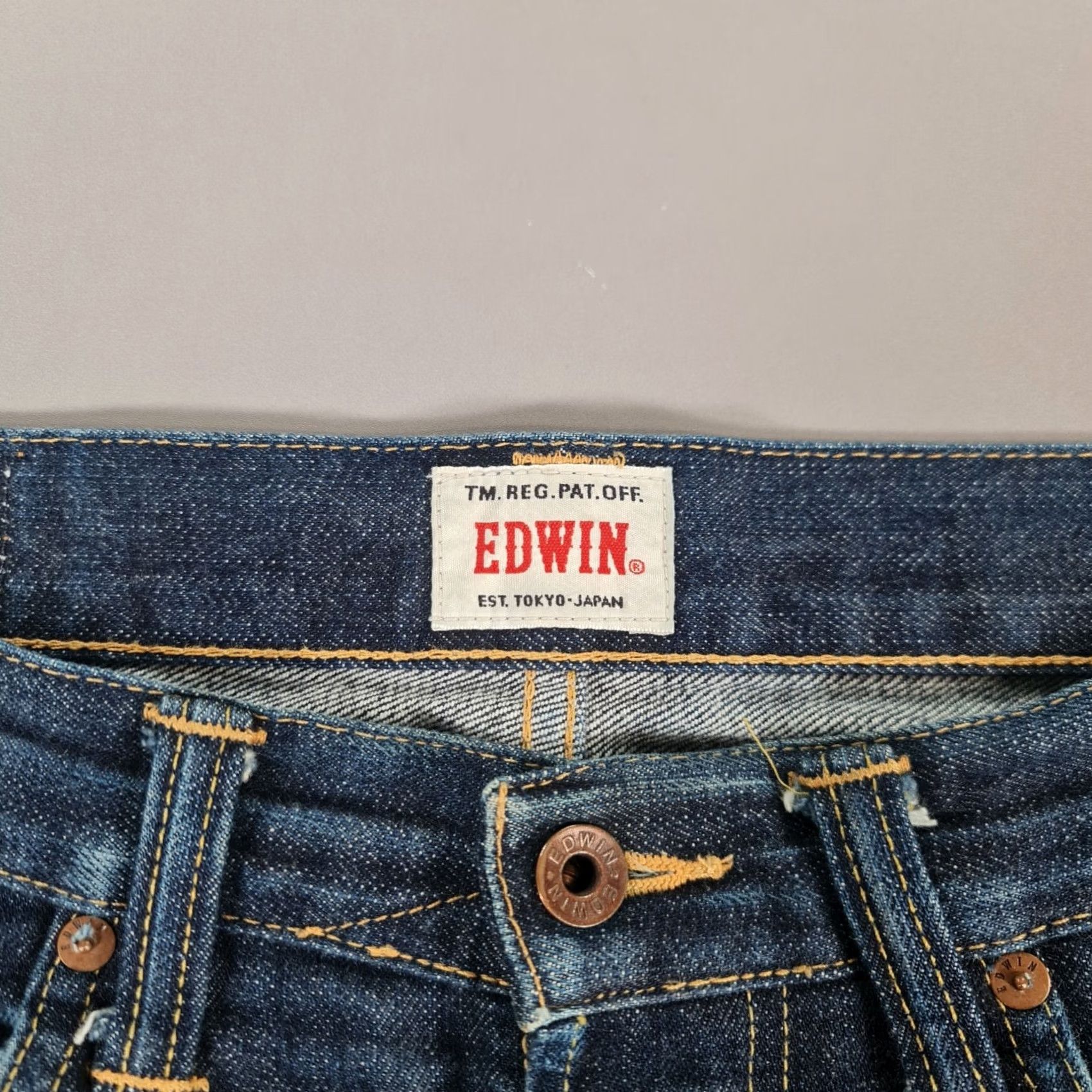 Edwin Edwin ED-55 Selvedge Jeans Mens W32 L26 Blue Relaxed Tapered Denim Jeans Mens Blue Denim Selvedge 5-Pocket Mens Jeans Size US 32 / EU 48 - 4 Thumbnail