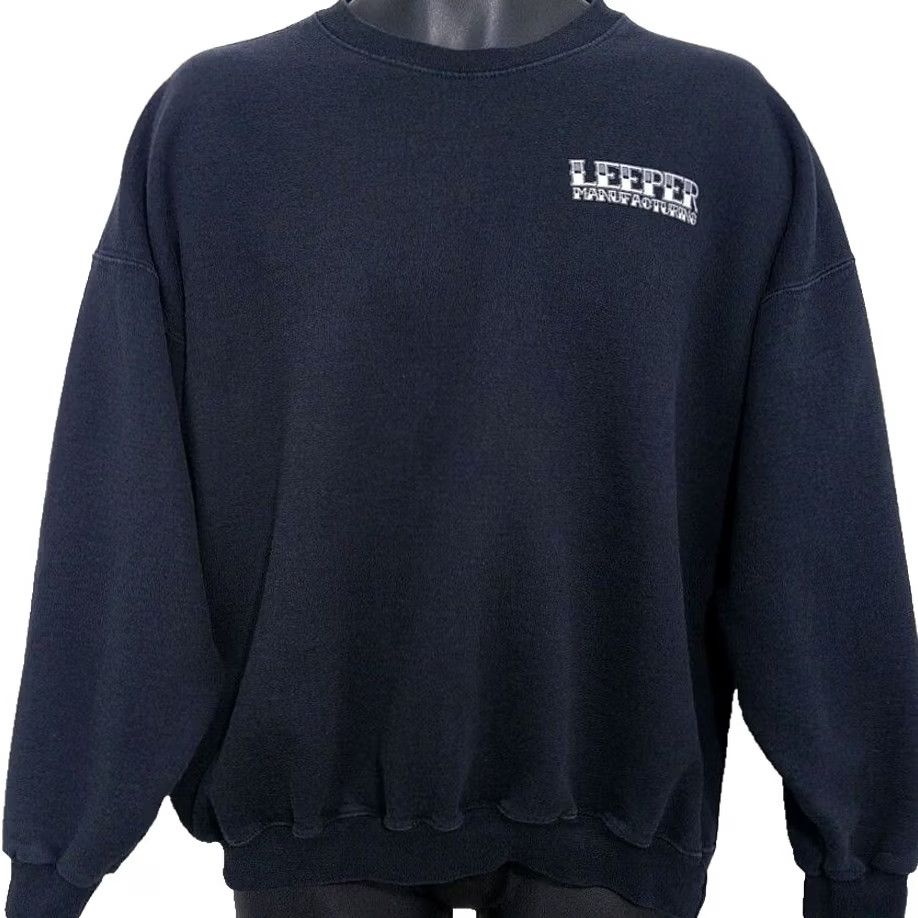 Hanes VINTAGE Bald Eagle Sweatshirt Hanes Mens Size XL Black 90s Leeper Manufacturing Milling Turning Sweatshirt Size US XL / EU 56 / 4 - 2 Thumbnail