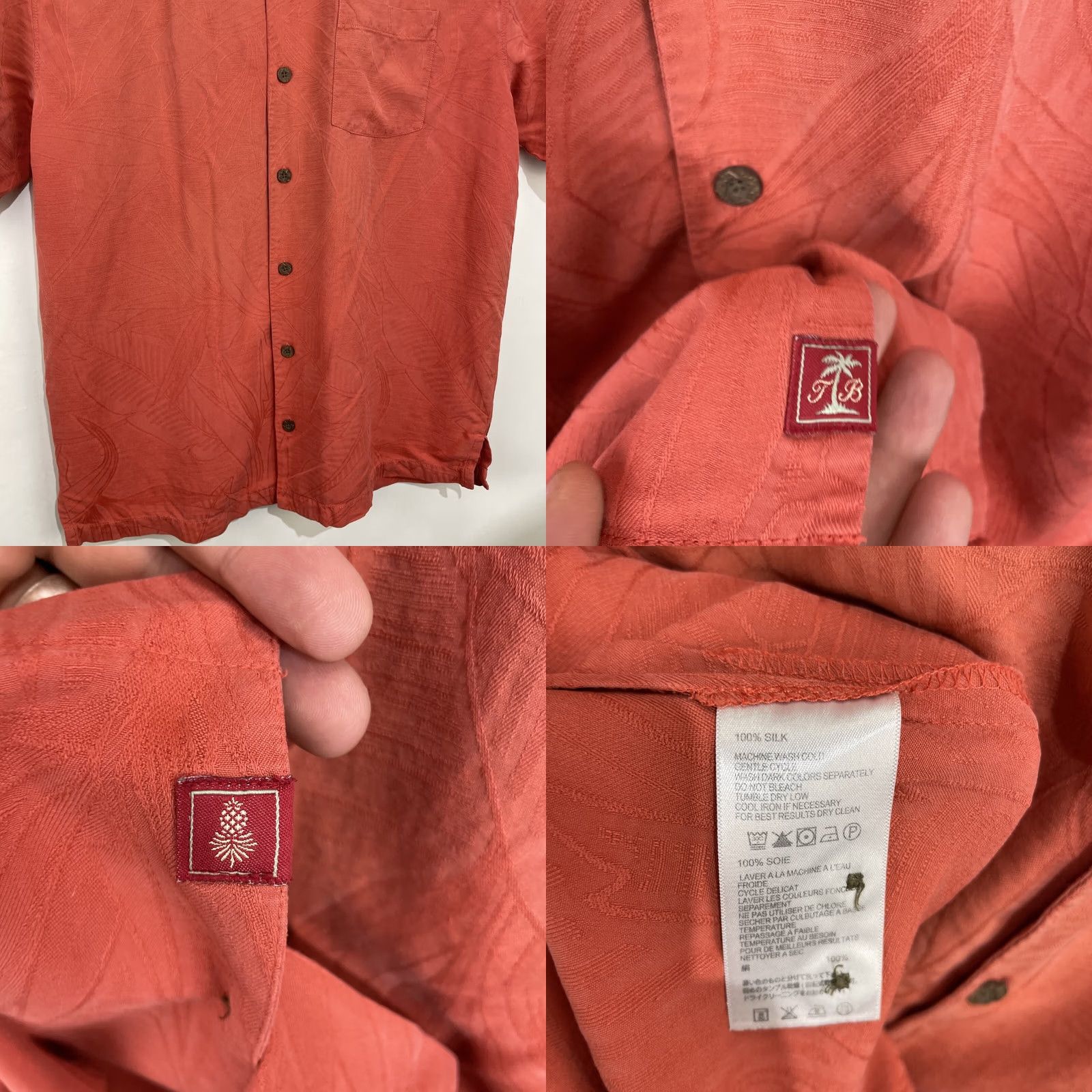 Tommy Bahama Tommy Bahama Silk Hawaiian Shirt Men's M Pink Button-Up Short Sleeve Camp Size US M / EU 48-50 / 2 - 8 Thumbnail