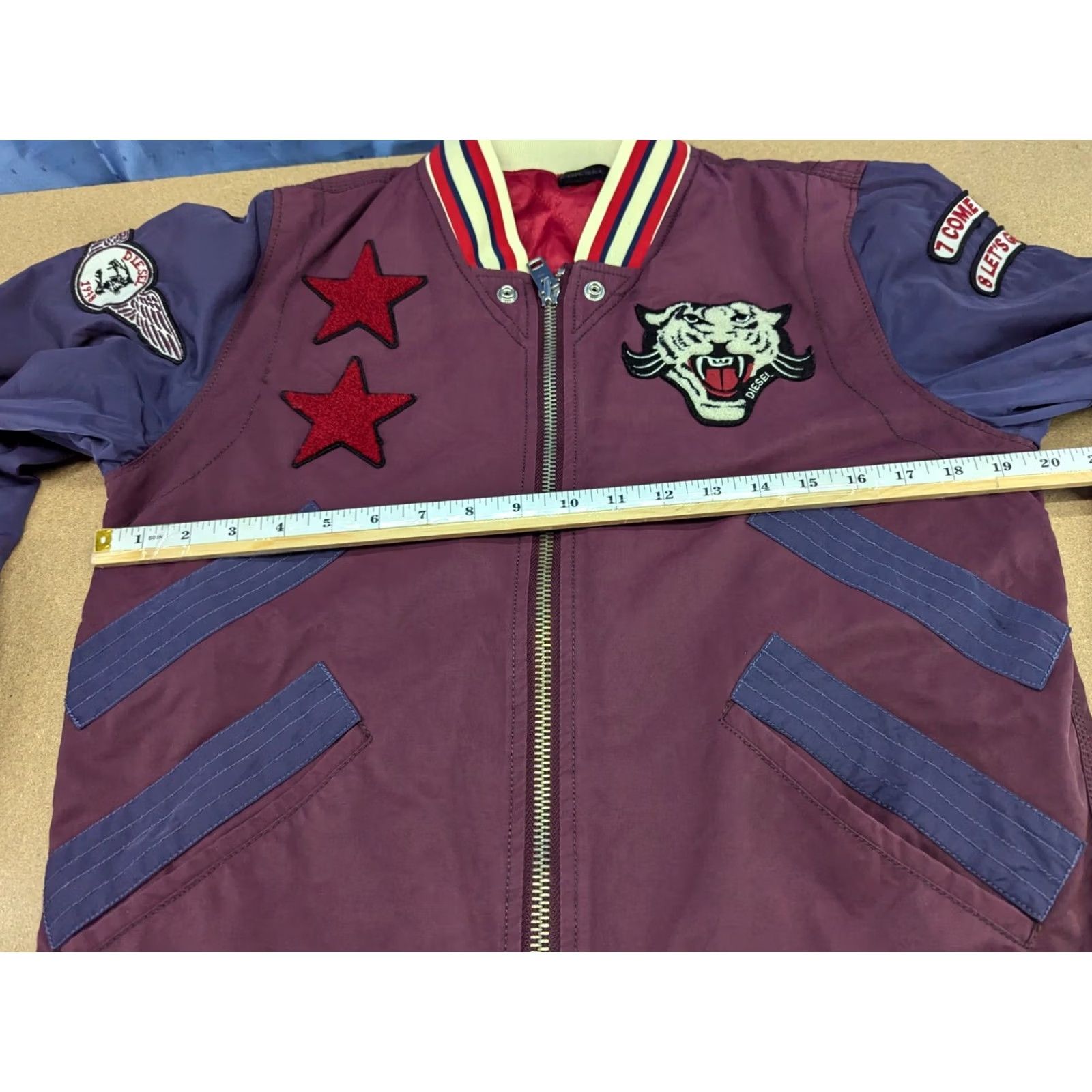Diesel Diesel J-Tendency Varsity Jacket Mens Size S Indigo Devils Bomber Red Blue Small Jacket Size US S / EU 44-46 / 1 - 7 Thumbnail