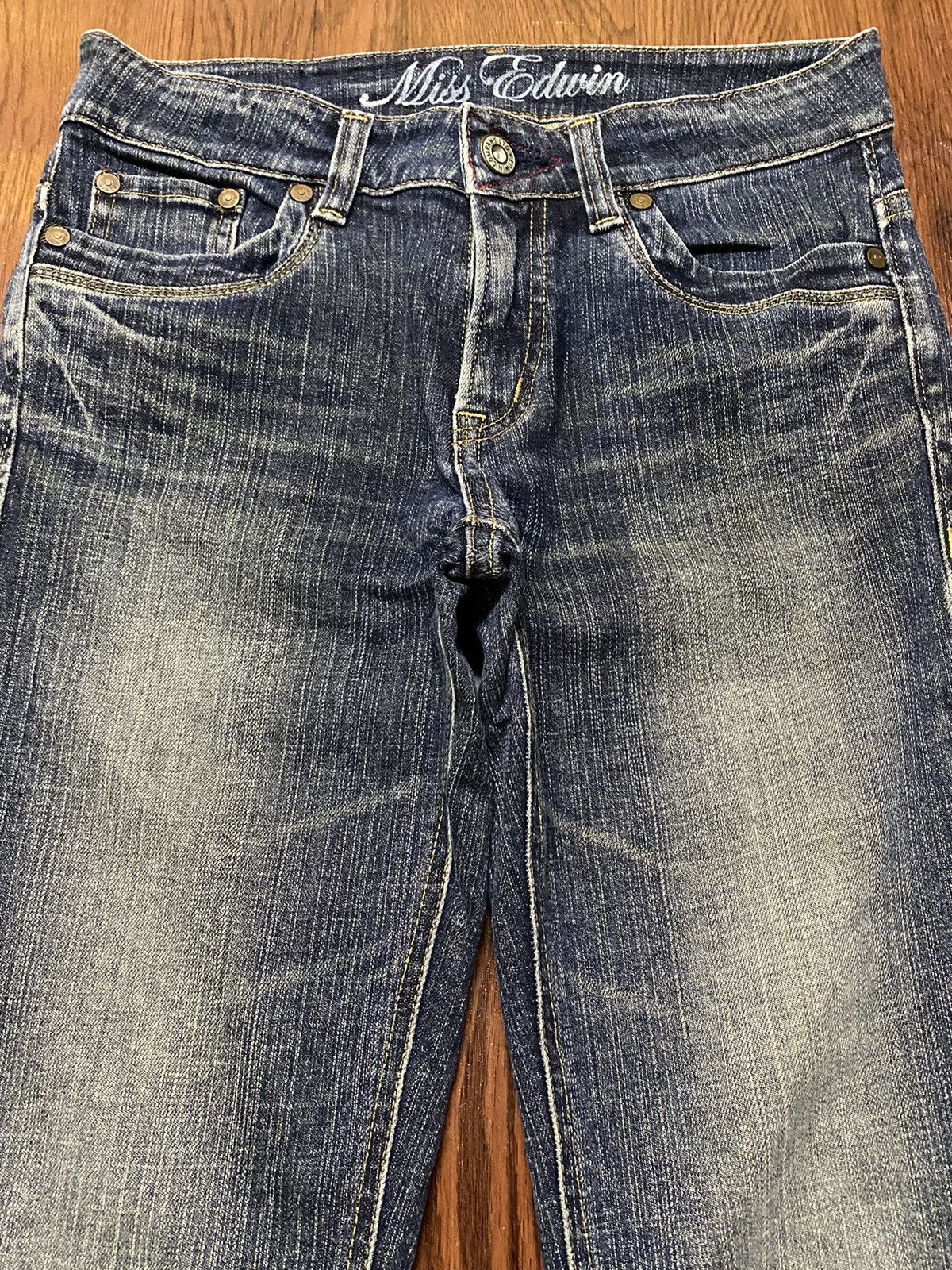Edwin Vintage Japanese Brand Blue Distressed Flare Style Jeans Size 29" - 3 Thumbnail
