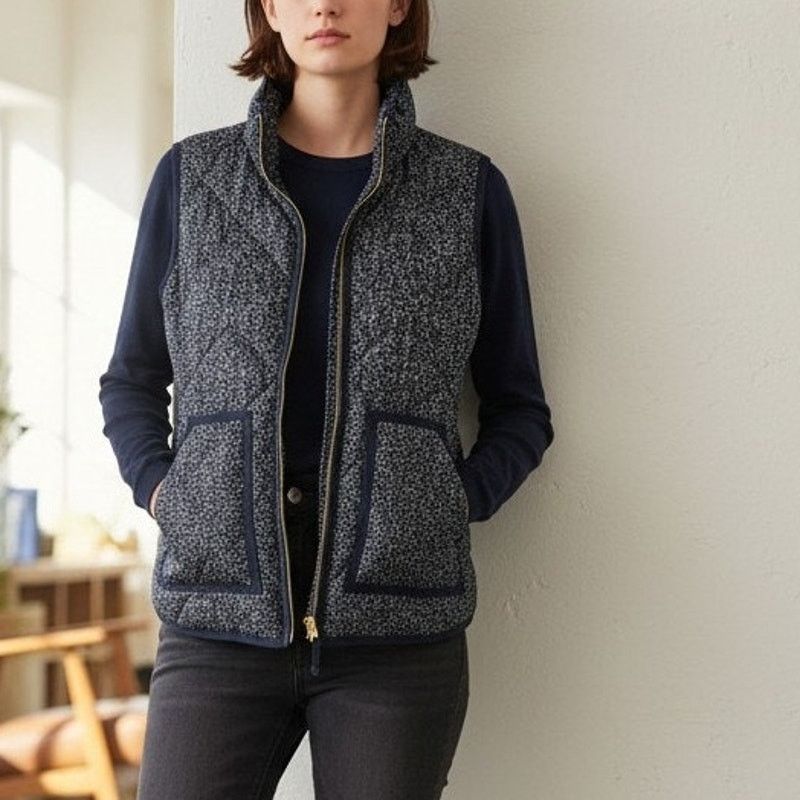 J.Crew J.CREW Excursion Vest Quilted Down Speckled Navy XXS/XS/S Size ONE SIZE - 1 Thumbnail