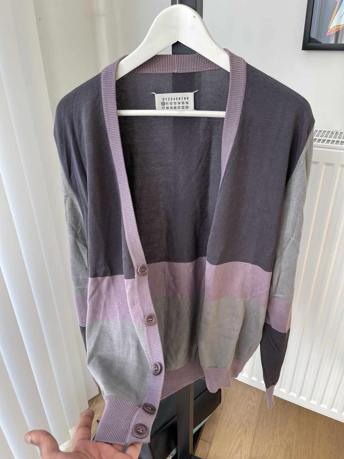 Maison Margiela Maison Margiela SS07 Grey/Purple Stripes Cardigan Size US M / EU 48-50 / 2 - 14 Thumbnail