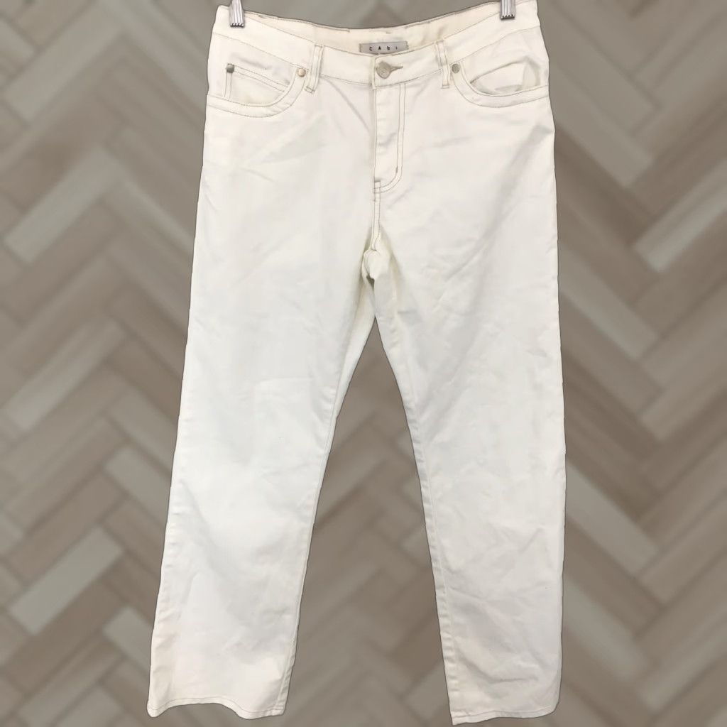 Vintage VINTAGE CAbi White Jeans Bootcut Womens 30x32 White Denim Straight Leg 30 32 Womens Jeans Size 30" / US 8 / IT 44 - 1 Thumbnail