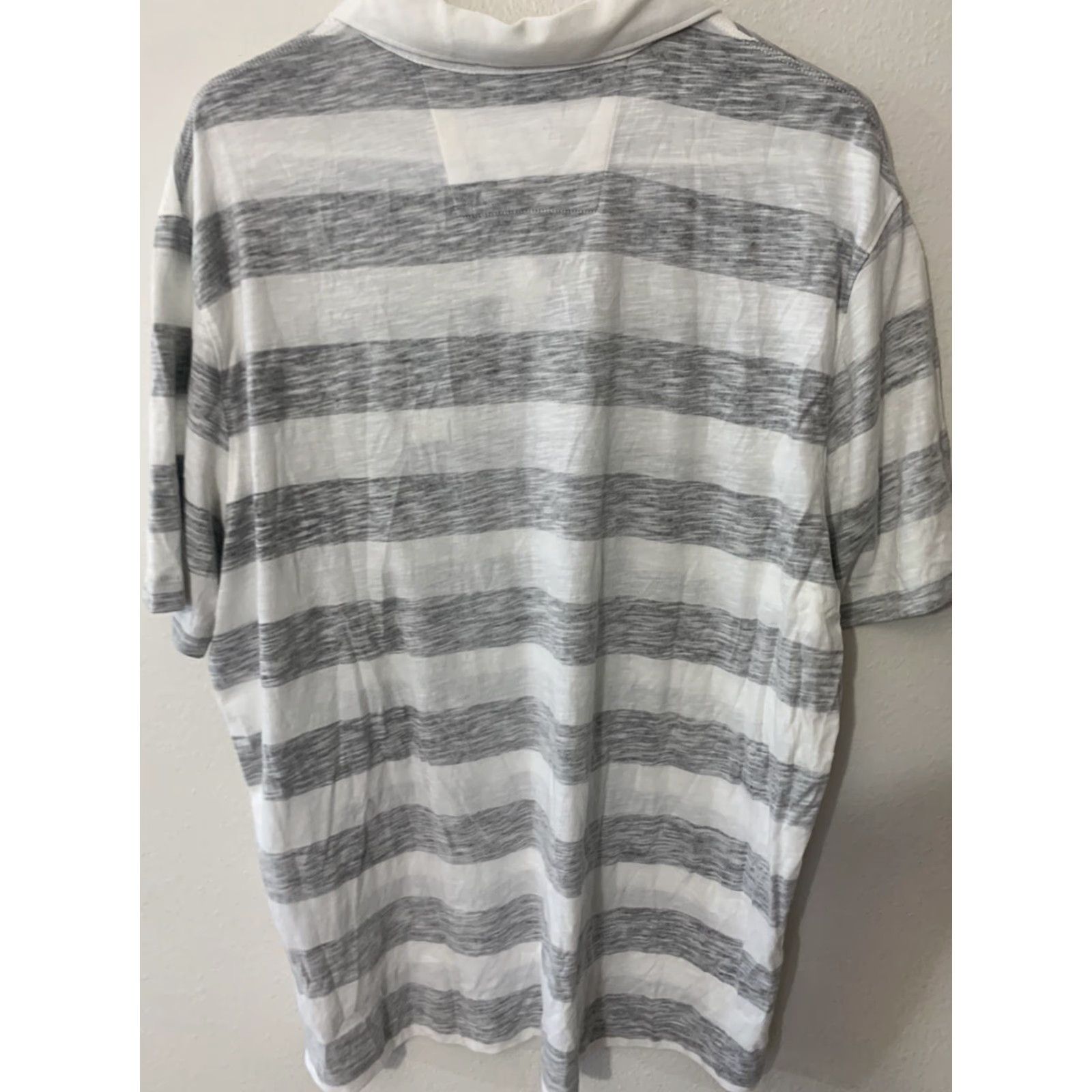 Banana Republic Banana Republic Polo Shirt XL White Gray Striped Short Sleeve Classic Mens Size US XL / EU 56 / 4 - 3 Thumbnail