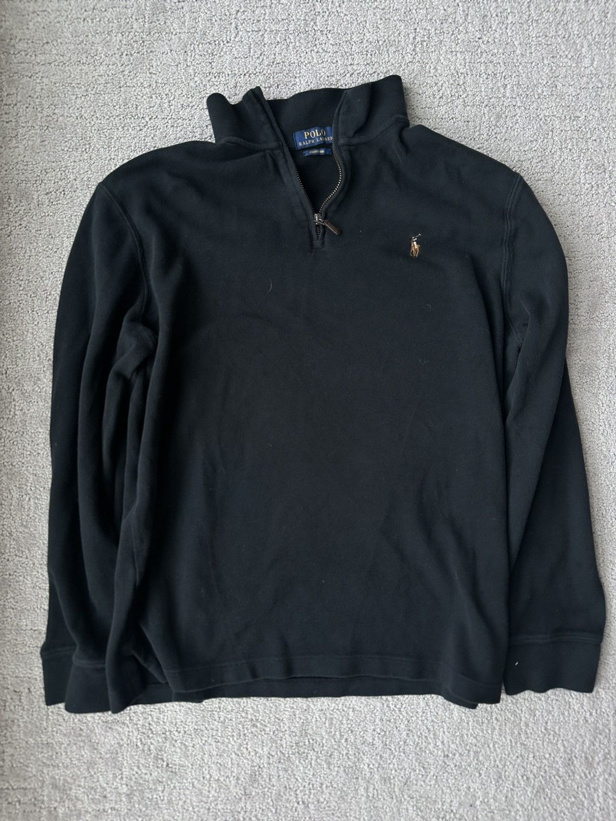 Ralph Lauren Ralph Lauren Black Quarter-Zip Sweater Size L / US 10 / IT 46 - 1 Thumbnail