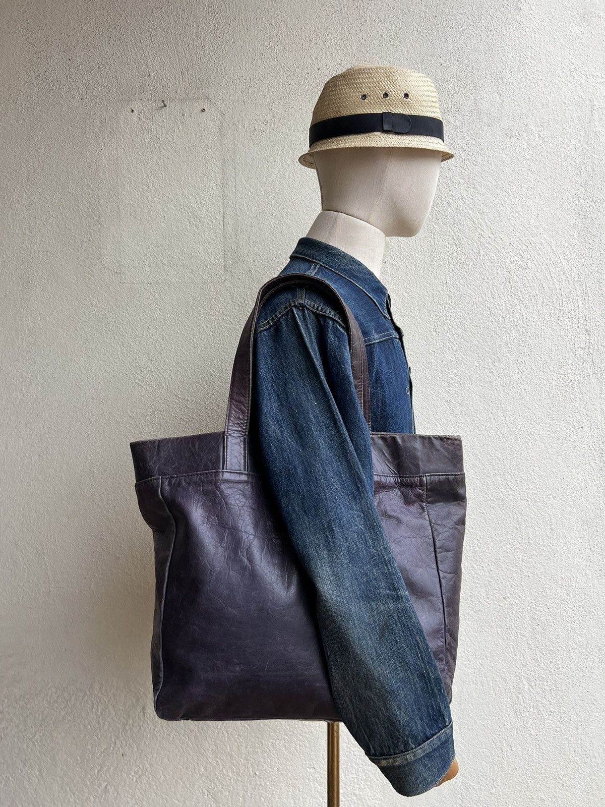 Attachment Attachment X United Arrows Distress Patina Leather Tote Bag Size ONE SIZE - 21 Thumbnail