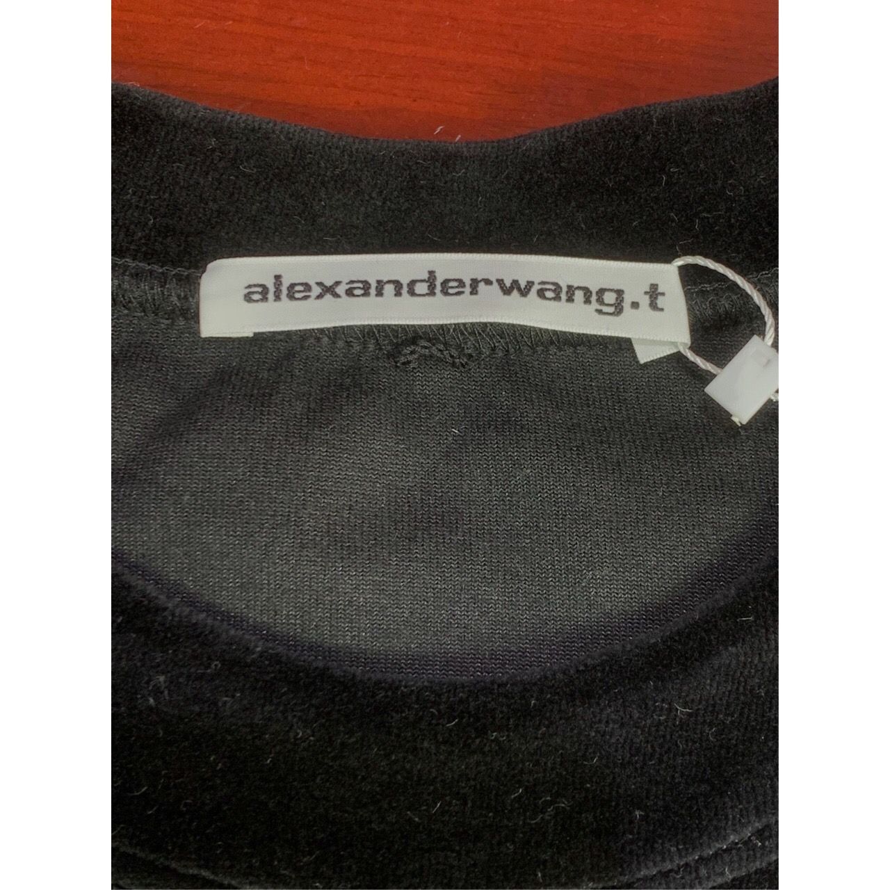 Alexander Wang Alexander Wang.T Black Velvet Long-Sleeve Logo Embroidered S Size M / US 6-8 / IT 42-44 - 5 Thumbnail