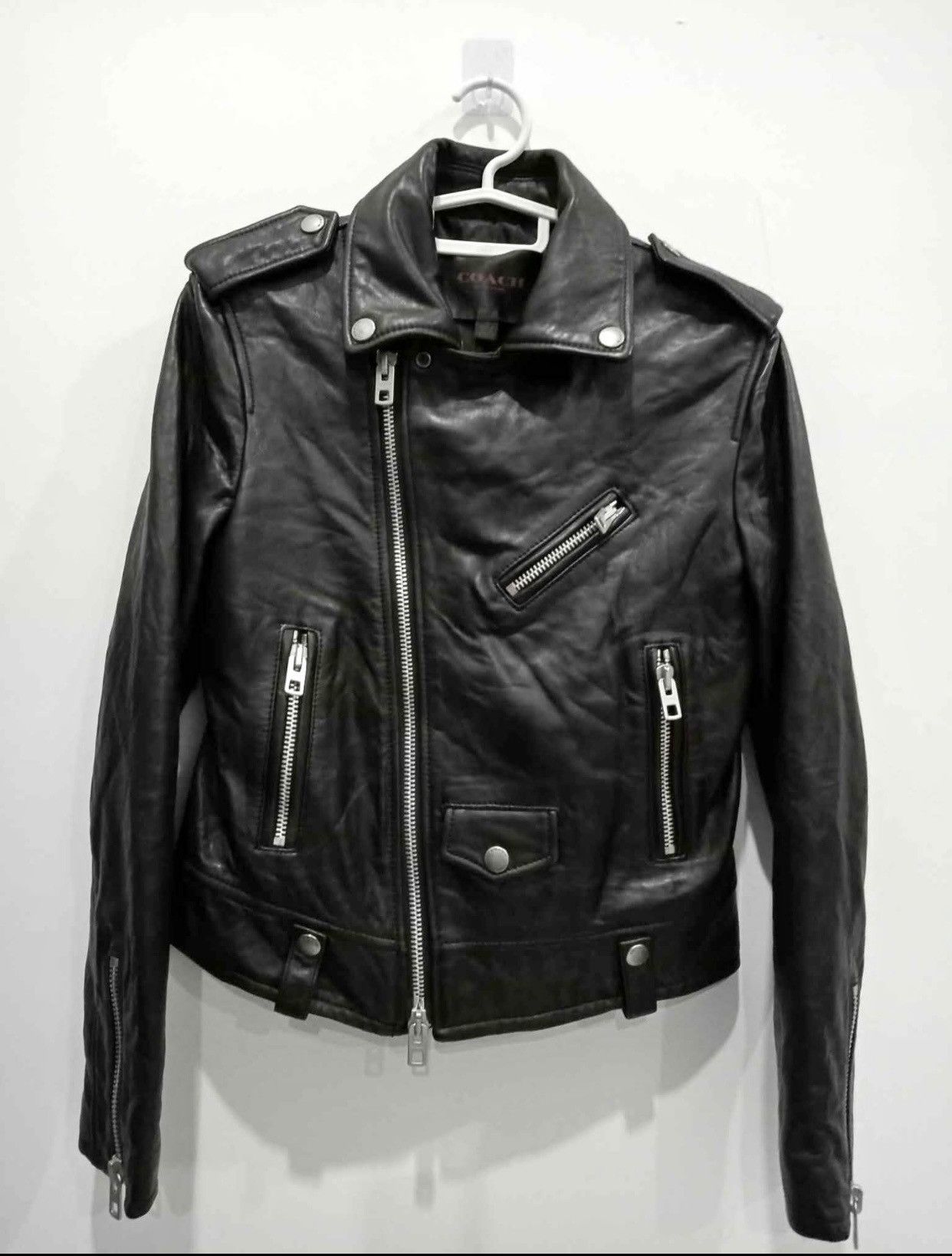 Coach Coach Moto Leather Jacket Size L / US 10 / IT 46 - 1 Thumbnail