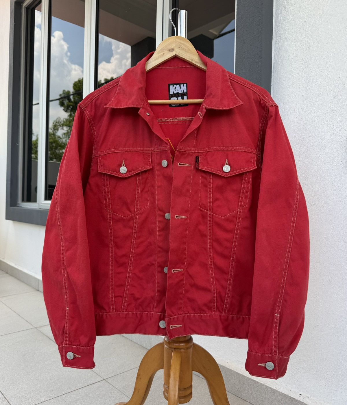 Vintage 🔥VTG Kansai Sports Embroidery Red Denim Trucker Jacket 1997 Size US M / EU 48-50 / 2 - 3 Thumbnail