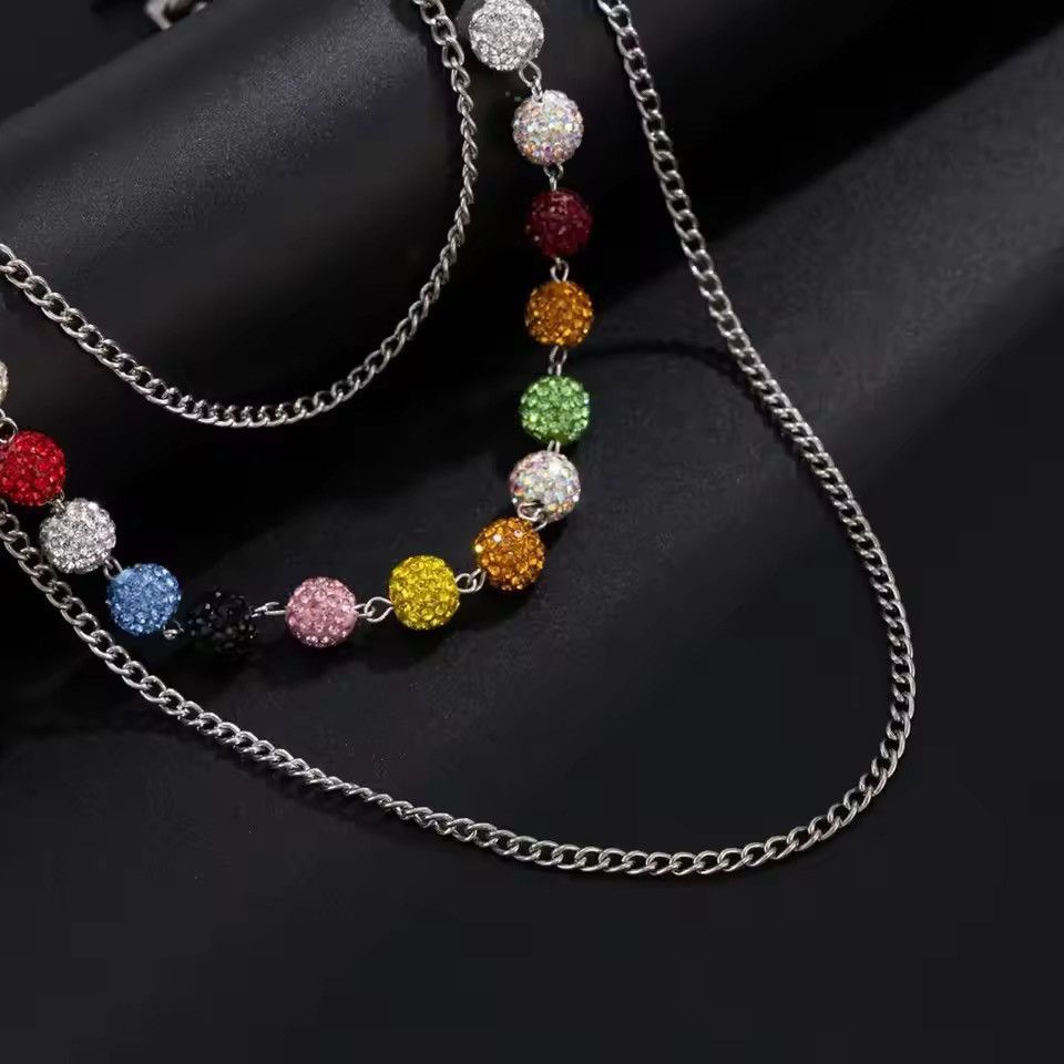 Jewelry Colorful Rhinestone Bead Wallet Chain Size ONE SIZE - 2 Thumbnail