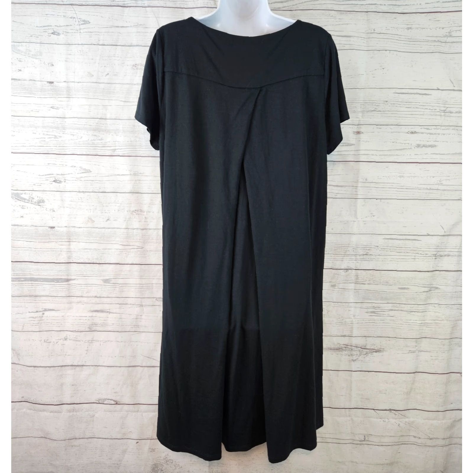 J. Jill J Jill Wearever Collection Dress Womens L Black Short Sleeve Solid Pullover Knee Length Shift Size 36" / US 14 / IT 50 - 3 Thumbnail