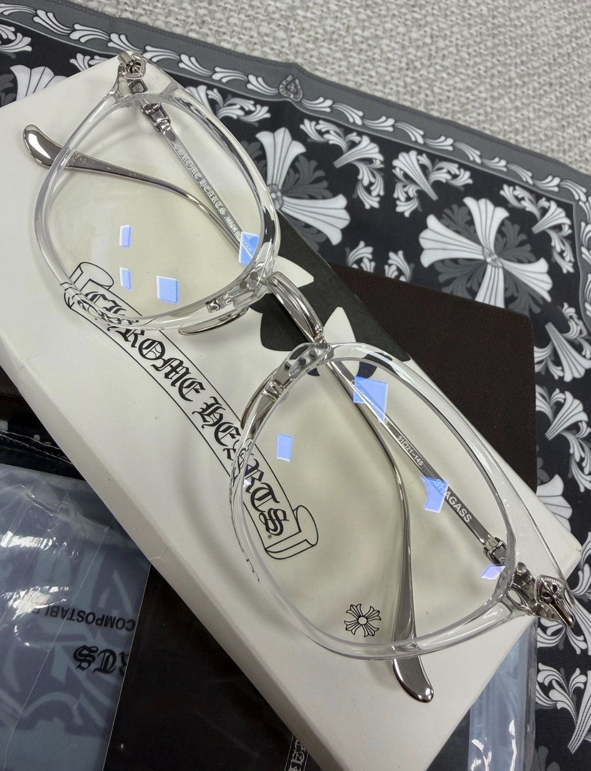 Chrome Hearts Chrome Hearts SHAGASS Transparent Cross Silver Glasses Size ONE SIZE - 1 Thumbnail