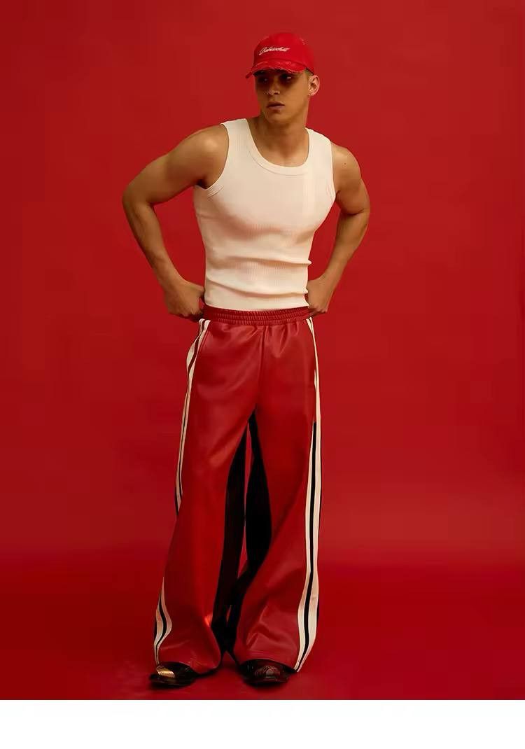 Japanese Brand × Vintage leather wide pants with an elastic waist. Size US 36 / EU 52 - 2 Thumbnail