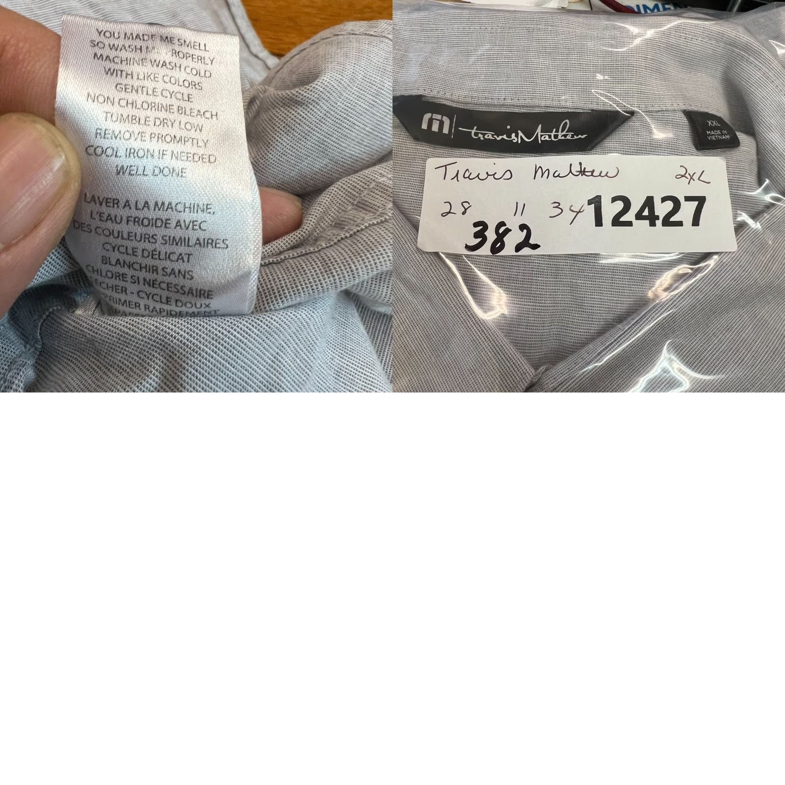 TravisMathew Travis Mathew Shirt Textured Pocketed Button-Up Short Sleeve Mens XXL Gray Size US XXL / EU 58 / 5 - 8 Thumbnail