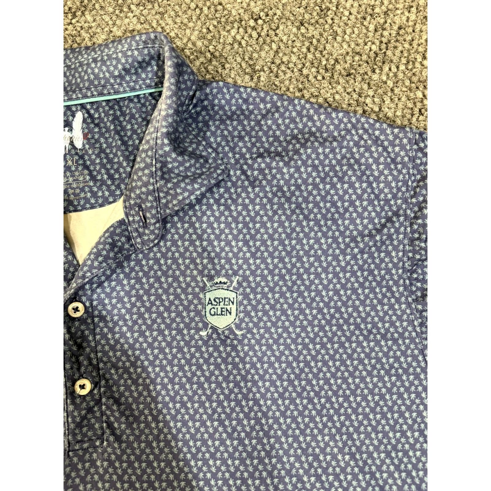 johnnie-O johnnie-O Polo Shirt Mens XL Blue Featherweight Aspen Glen Palm Print Golf Shirt Size US XL / EU 56 / 4 - 4 Thumbnail