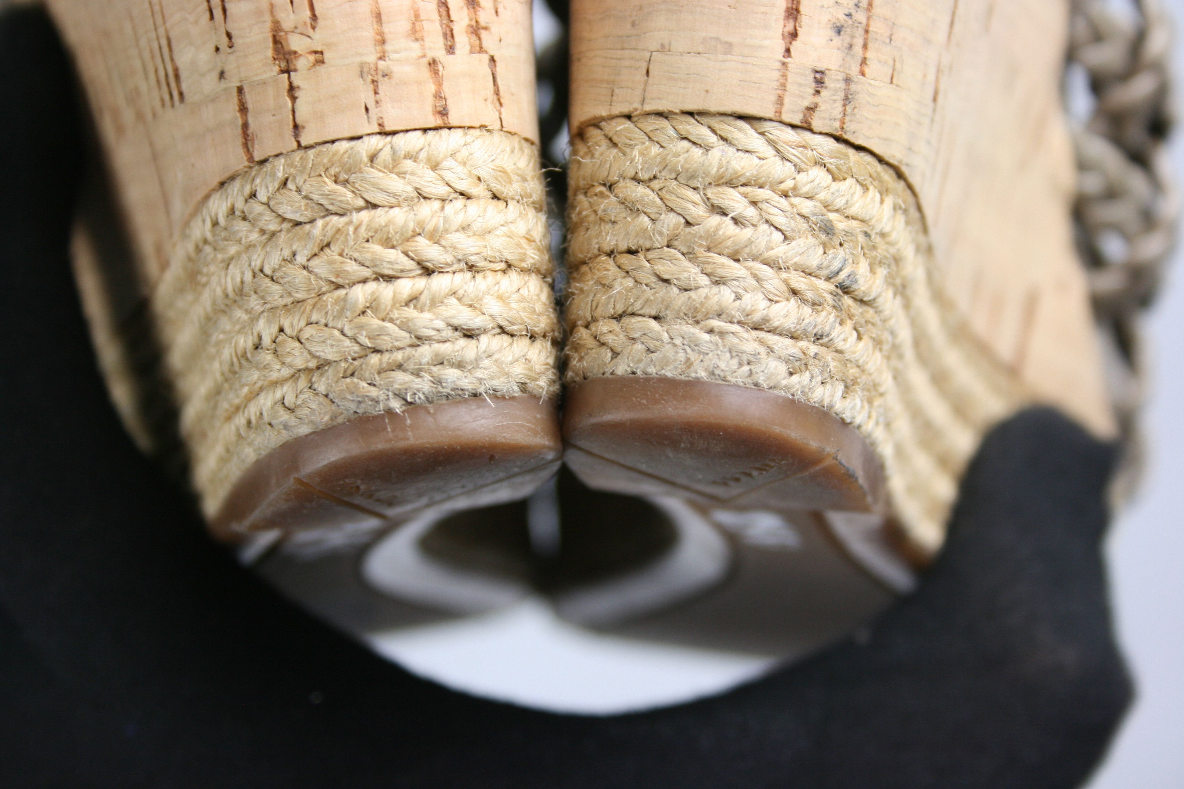 Prada Y2K Wedge Woven Leather Cork Espadrille Sandals Size US 6 / IT 36 - 10 Thumbnail