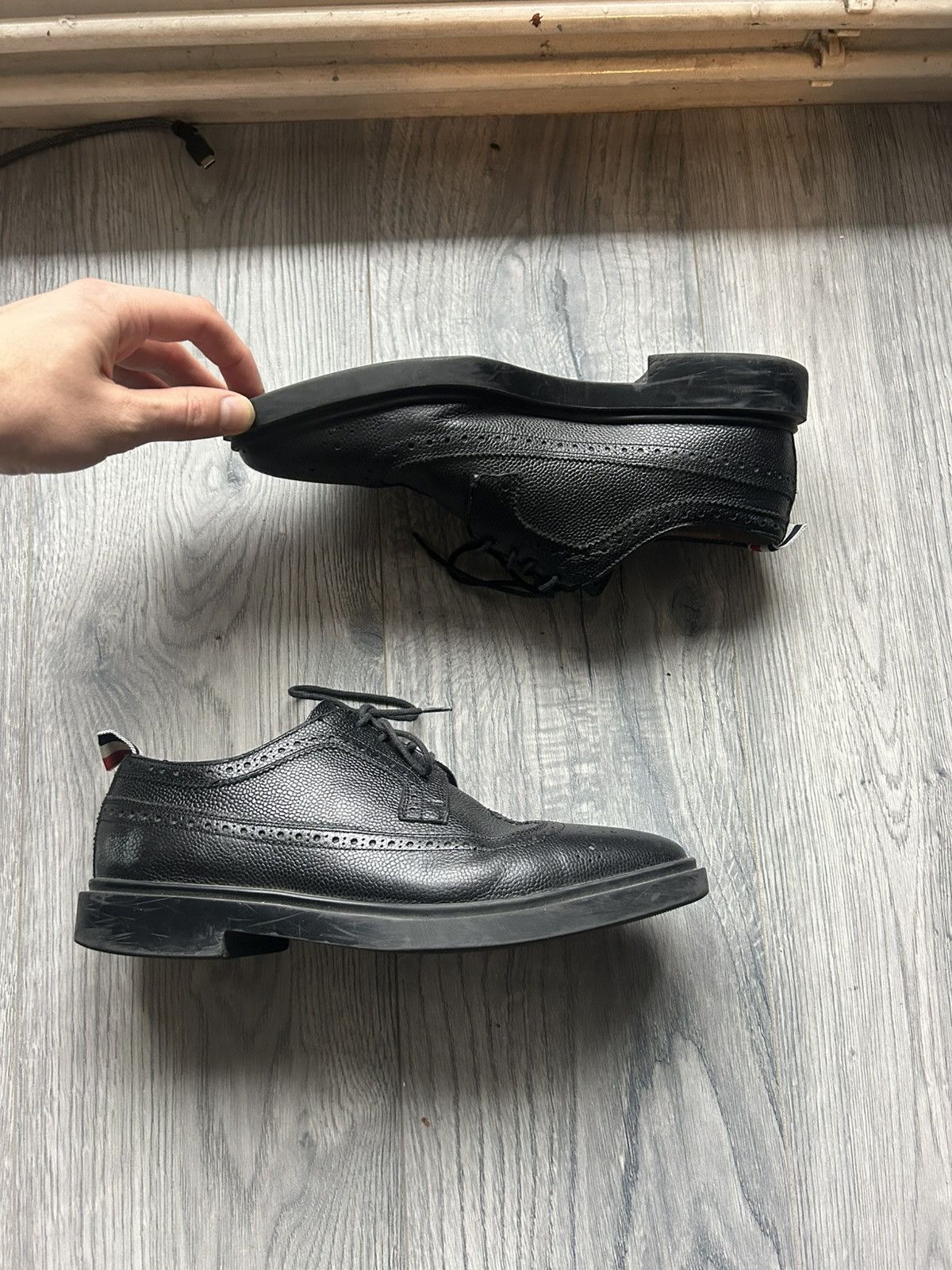 Thom Browne Black Wingtip Brogue Derby Shoes Size US 6.5 / EU 39-40 - 2 Thumbnail