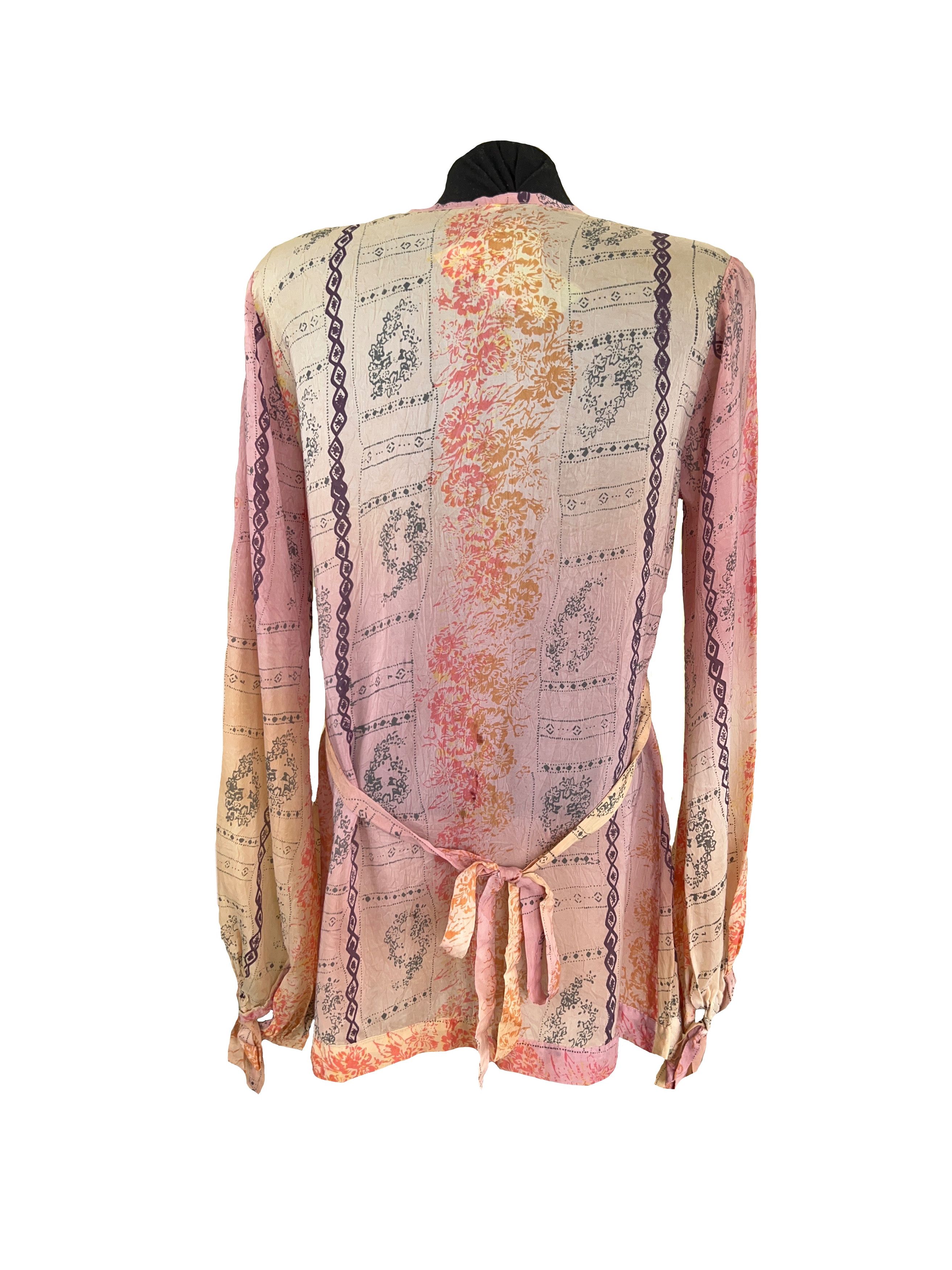 Designer × Johnny Was Womens Belted Tunic Blouse Long Sleeve Top Multicolor Rayon Size S / US 4 / IT 40 - 15 Thumbnail