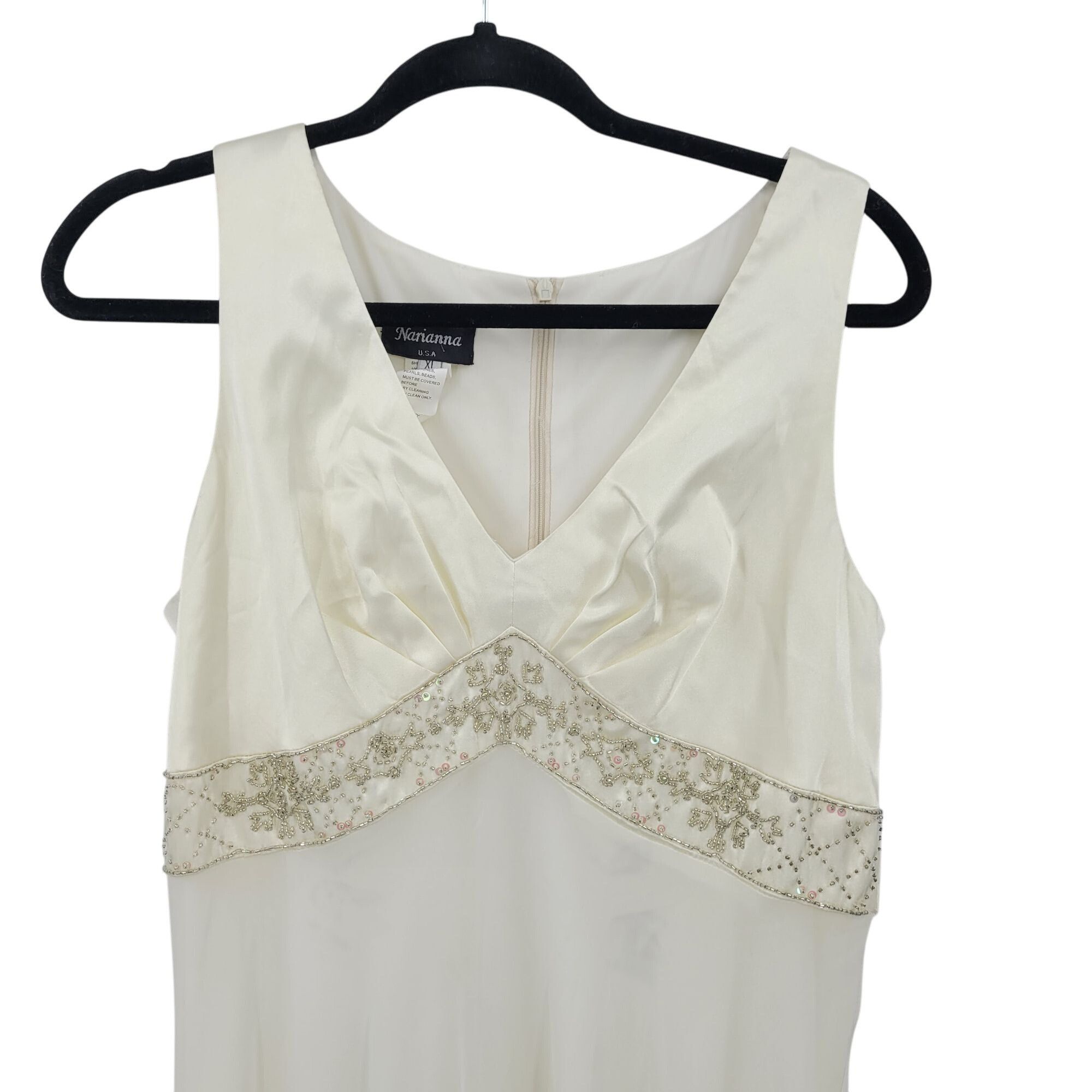 Vintage 90s Ivory Satin Chiffon Tiered Lingerie Nightgown Sz XL Rhin Size XL / US 12-14 / IT 48-50 - 4 Thumbnail