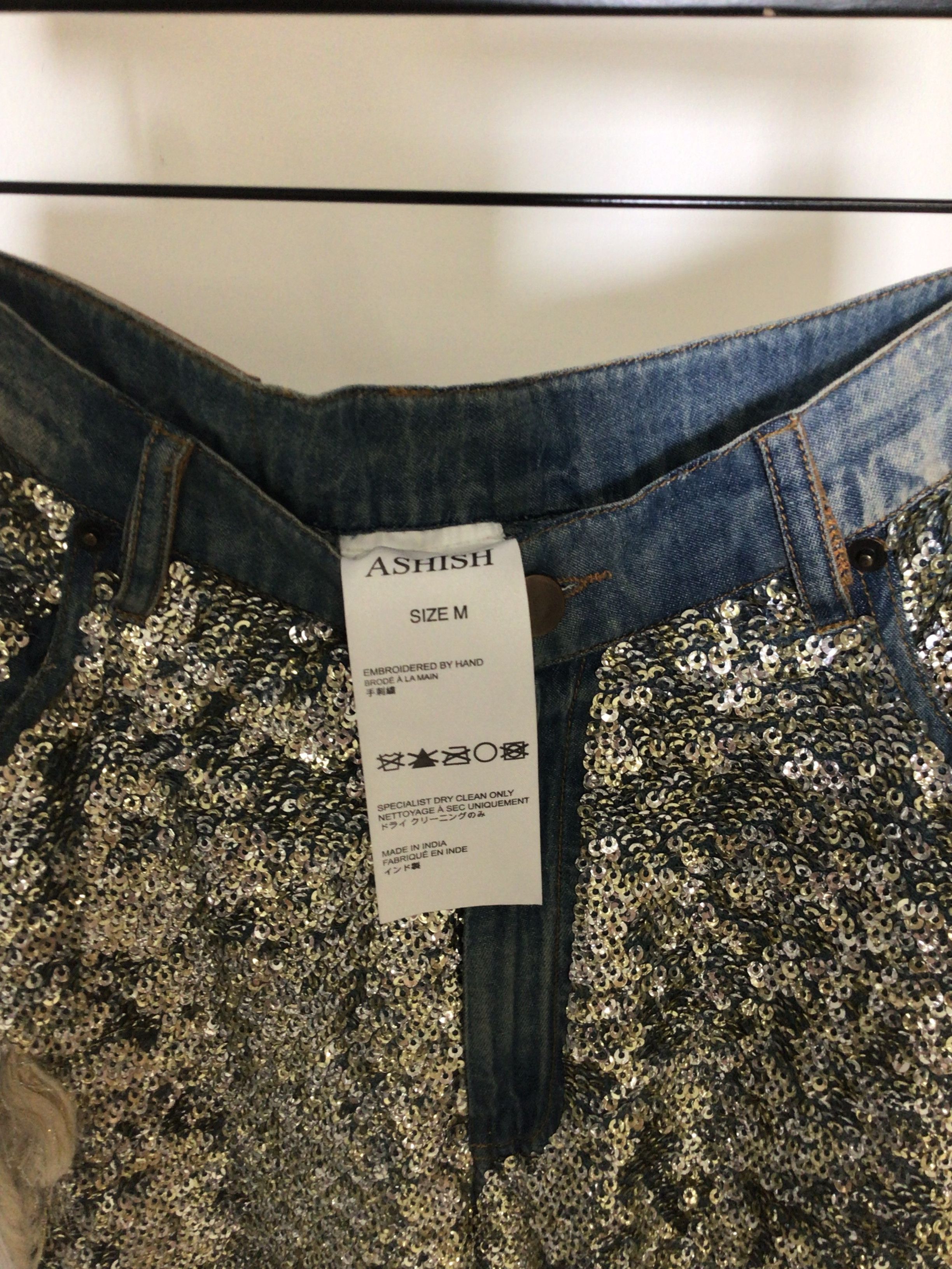 ASHISH Ashish Embellished Silver Denim Size 31" - 3 Thumbnail