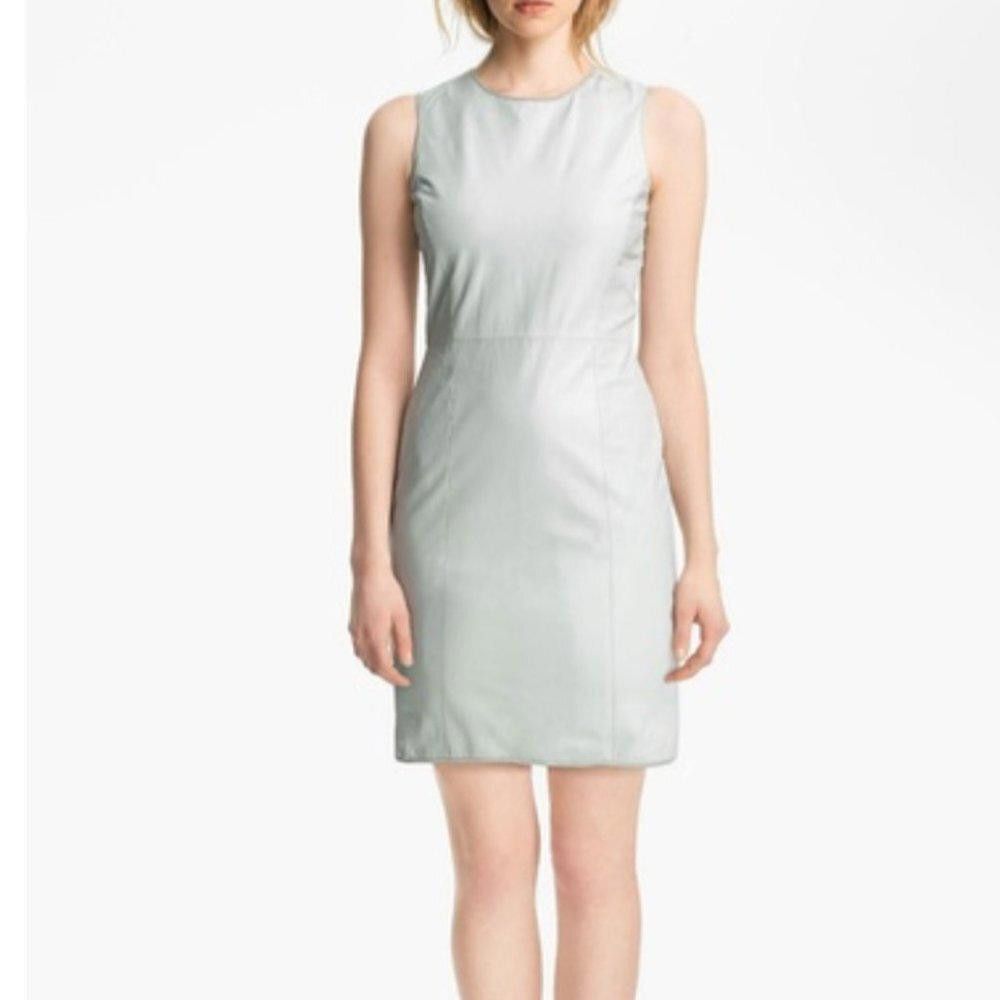 Olivier Theyskens THEYSKENS' THEORY Green Leather Sleveless Dimo Mini Dress Size S / US 4 / IT 40 - 2 Thumbnail