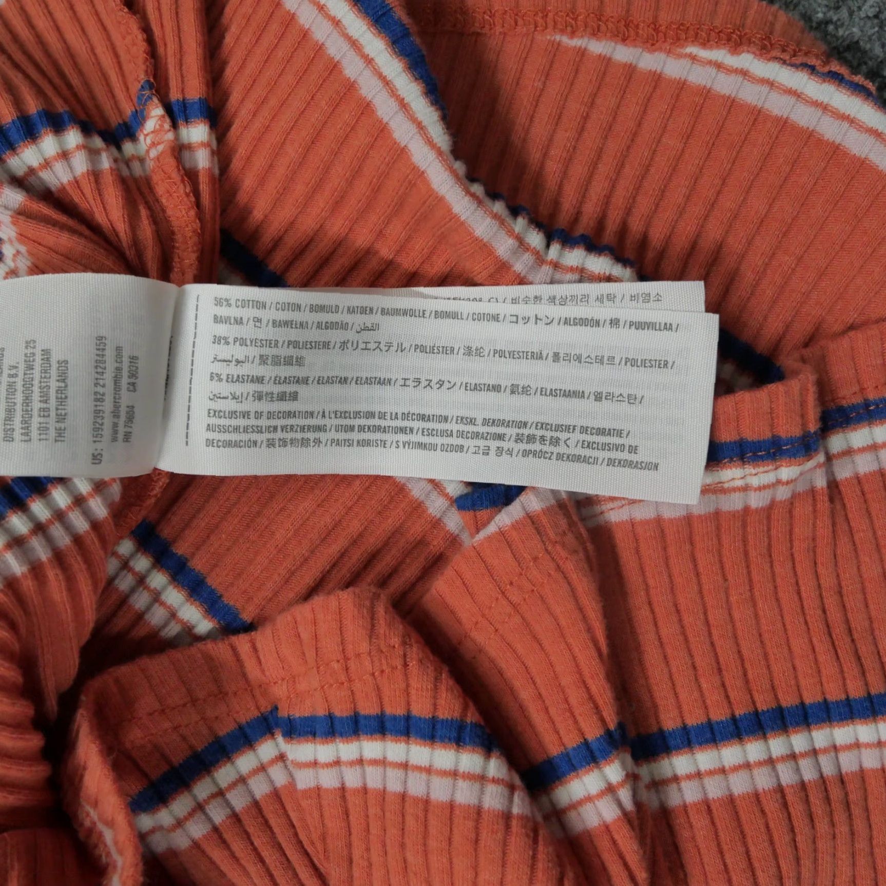 Abercrombie & Fitch Abercrombie & Fitch Dress Womens Petite Small Orange Striped Knit Short Sleeve Button Collared Size S / US 4 / IT 40 - 7 Thumbnail