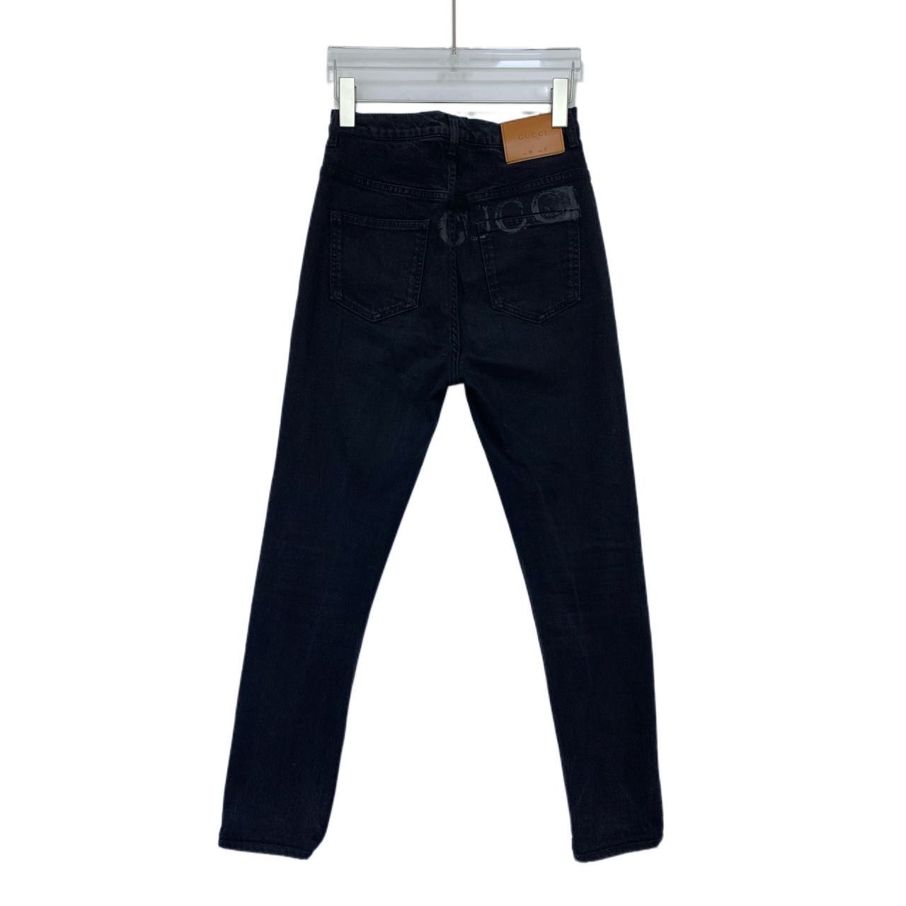 Gucci Gucci Pattern Applique Button Slim Fit Black Jeans K26WX Size 24" / US 00 / IT 34 - 2 Thumbnail