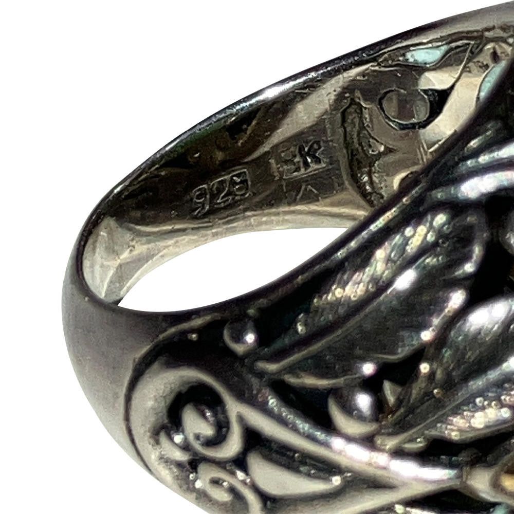 Designer 18 kt Sterling Jadeite Ornate Ring Size ONE SIZE - 6 Thumbnail