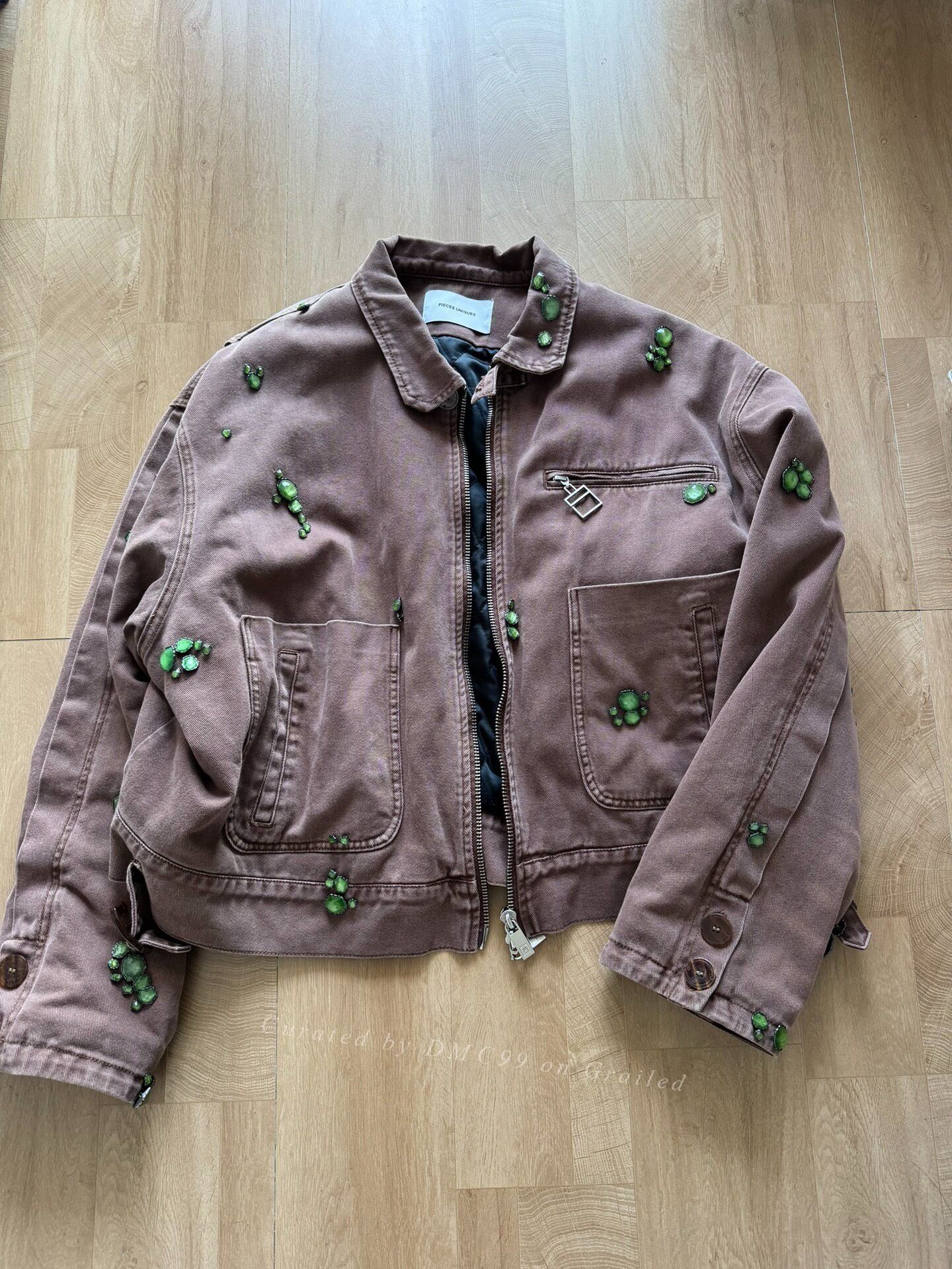 Vintage Unique Brown Gemstone Zipper Jacket Size US L / EU 52-54 / 3 - 1 Thumbnail