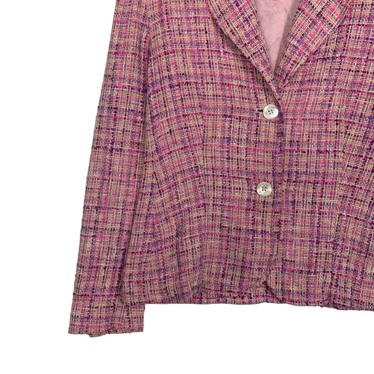 Vintage HERMILLE BOUTIQUE Pink Tweed Jacket #2747-C124 Size S / US 4 / IT 40 - 5 Thumbnail