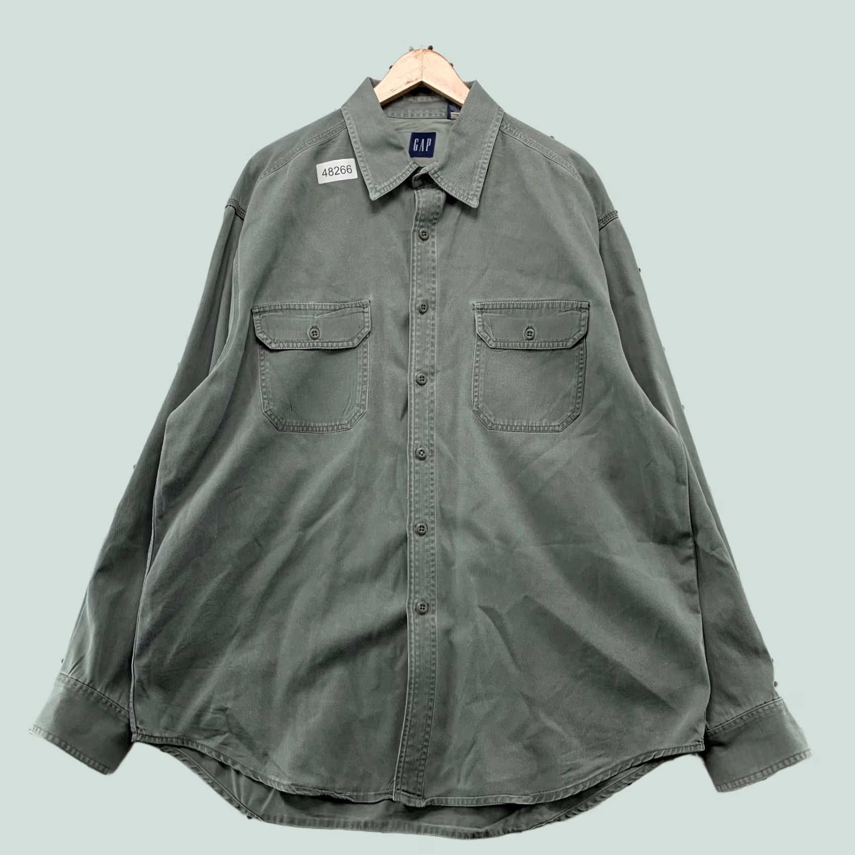 Gap Vintage GAP Canvas Button Shirt Mens XL Green Long Sleeve Collared Casual Size US XL / EU 56 / 4 - 1 Thumbnail
