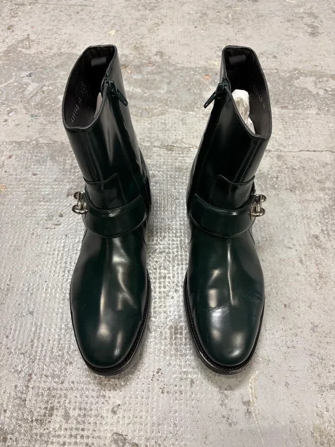 Balenciaga Balenciaga Dark Green Leather Ankle Boots Size US 7 / EU 40 - 2 Thumbnail