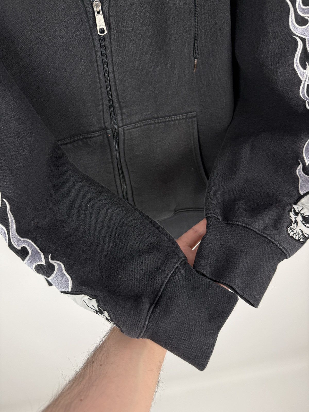 Vintage 2000s Vintage Road House Biker Skulls Flame Boxy Zip Hoodie Size US S / EU 44-46 / 1 - 5 Thumbnail