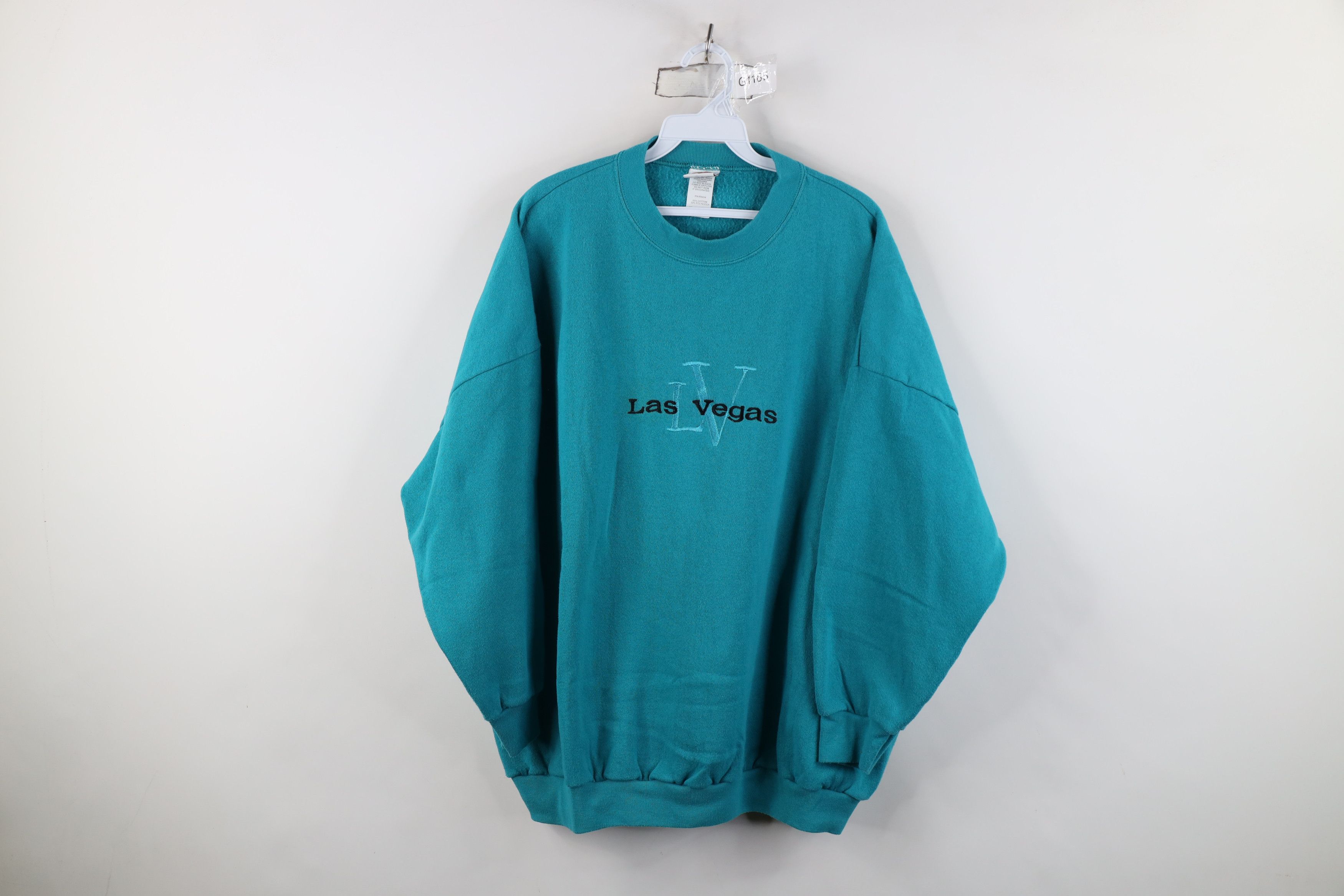 Vintage Vintage 90s Looney Tunes Spell Out Las Vegas Sweatshirt Teal Size 3XL / US 20-22 - 1 Thumbnail