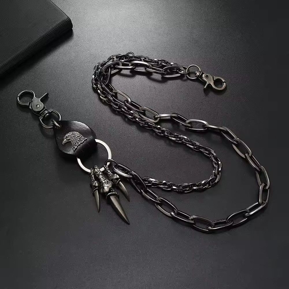 Japanese Brand Vintage-Inspired Leather & Chain Belt Keychain - Goth Punk Size ONE SIZE - 2 Thumbnail