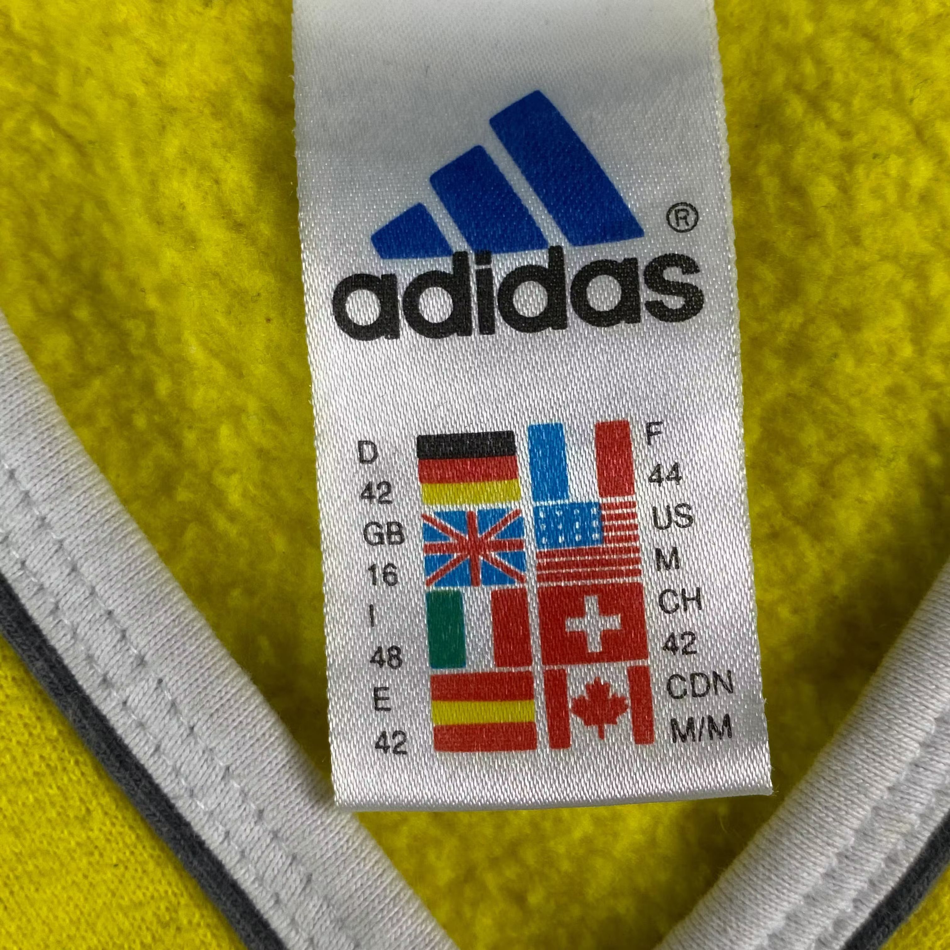 Adidas × Vintage Mens Sweatshirt Adidas Vintage Yellow Size M V Neck Size US S / EU 44-46 / 1 - 5 Thumbnail