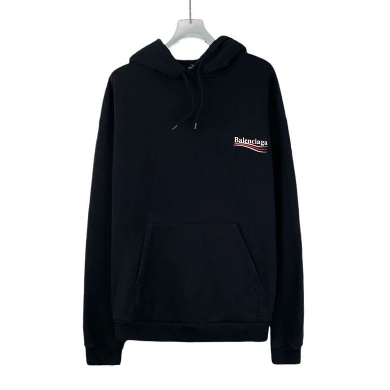 Other Balenciaga Black monogrammed logo embroidered cotton hoode Size US XL / EU 56 / 4 - 1 Thumbnail