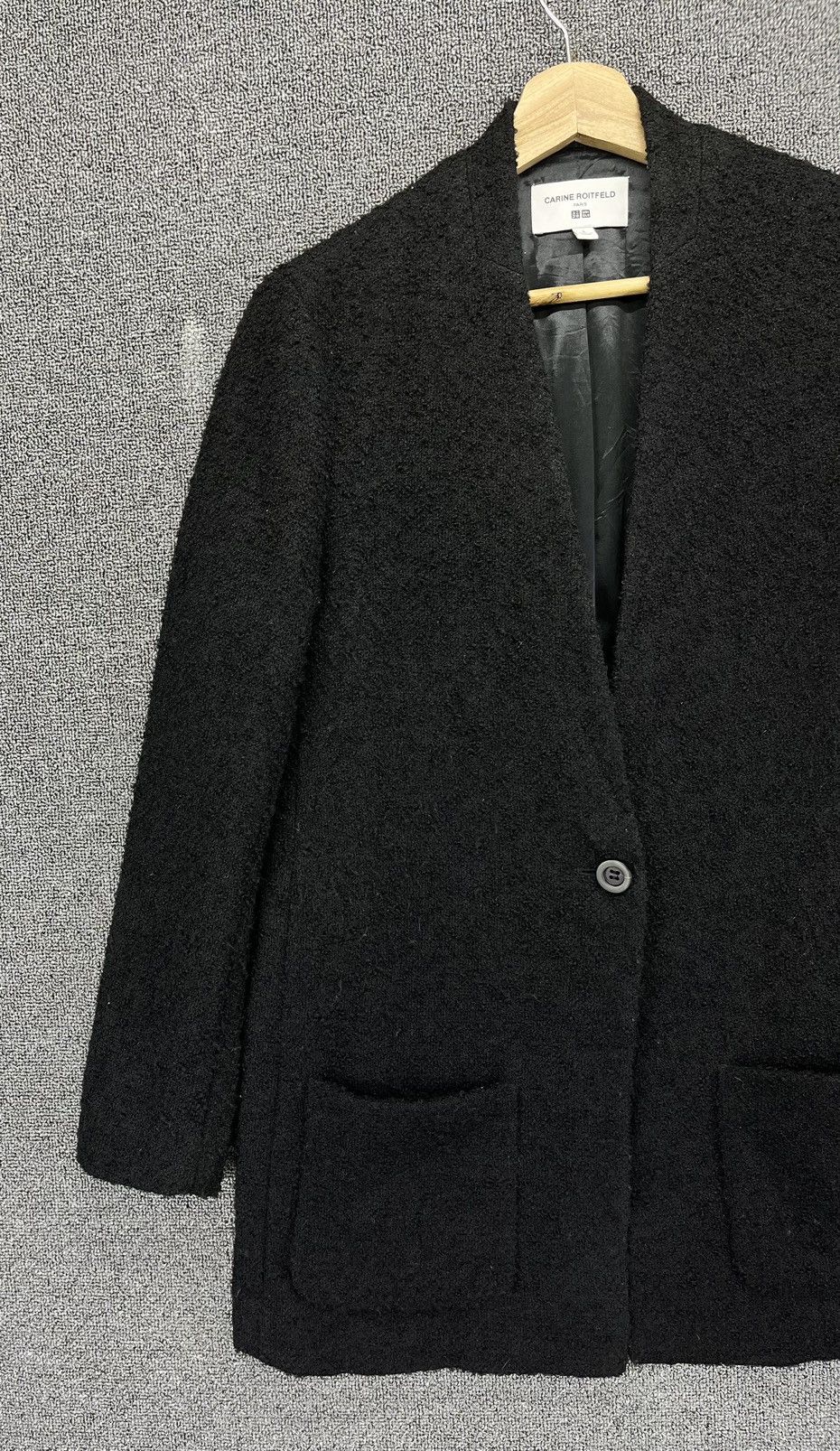 Japanese Brand Carine Roitfeld Uniqlo Black Wool Cardigan Jacket Size L / US 10 / IT 46 - 3 Thumbnail