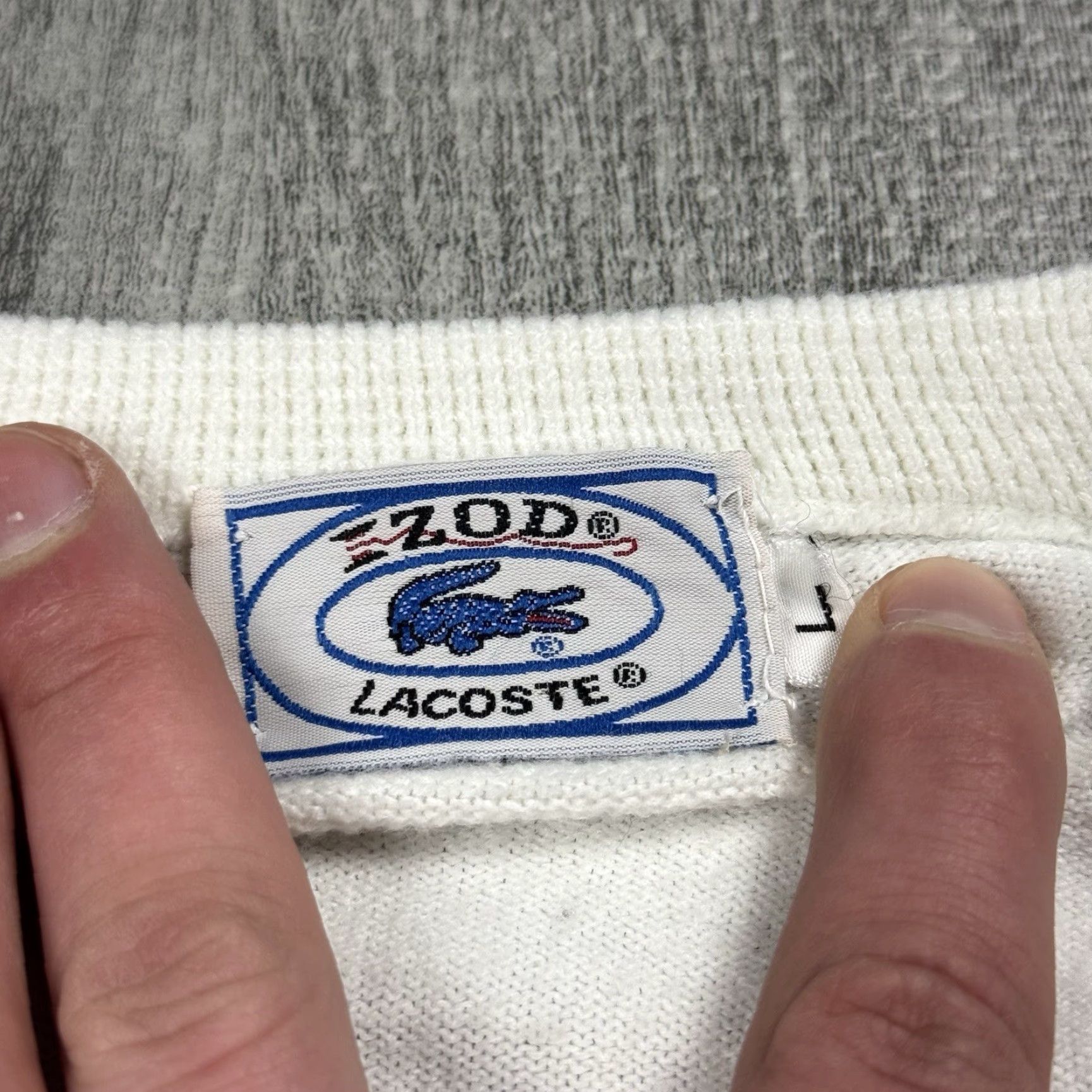 Izod VINTAGE 70s Izod Lacoste White Crocodile Embroidered Logo Sweater Men's Large Knit Pullover Casual Classic Size US L / EU 52-54 / 3 - 5 Thumbnail
