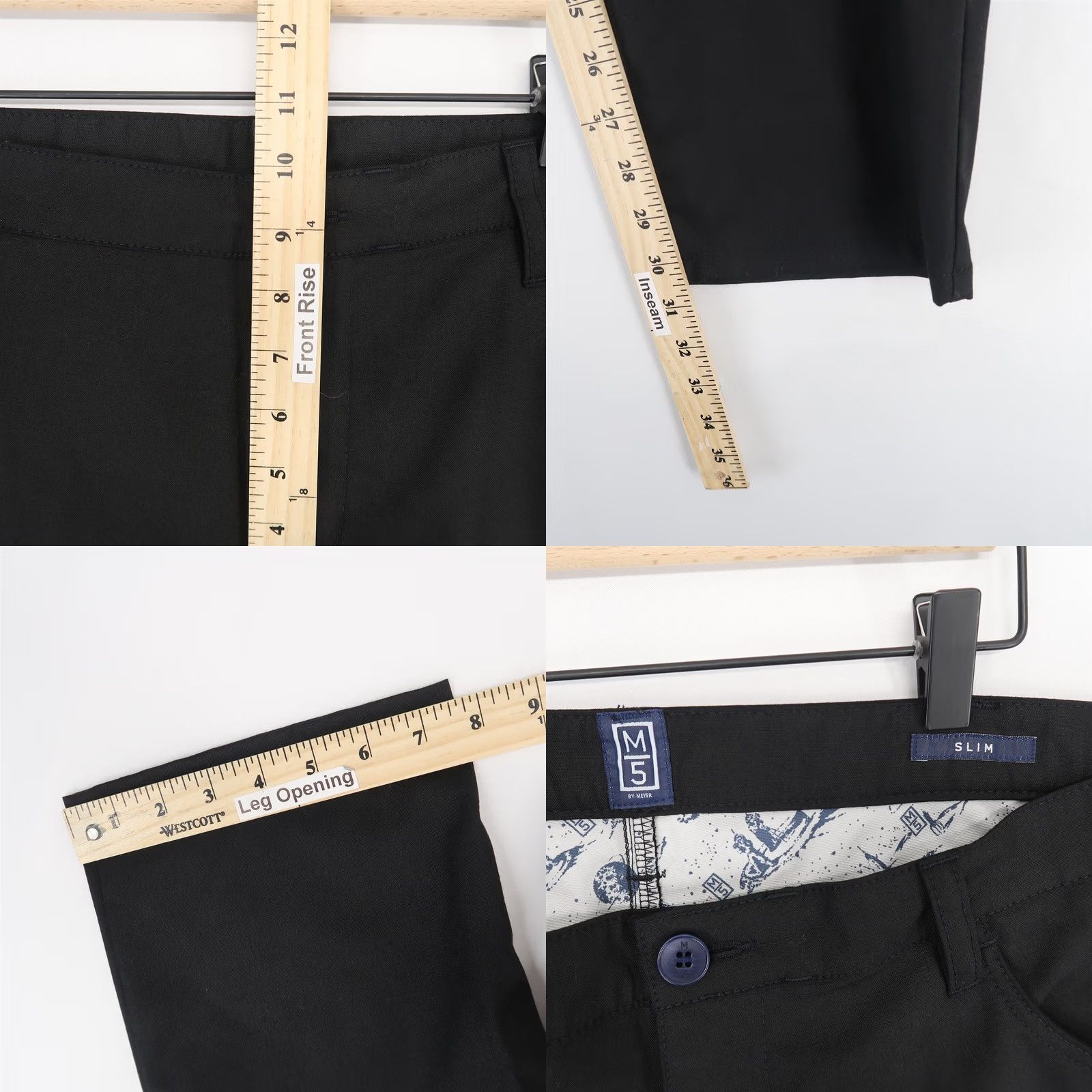 Vintage Meyer Slim Pants Mens Black Wool Blend Stretch Chino Five Pocket 40x32 Size US 40 / EU 56 - 8 Thumbnail