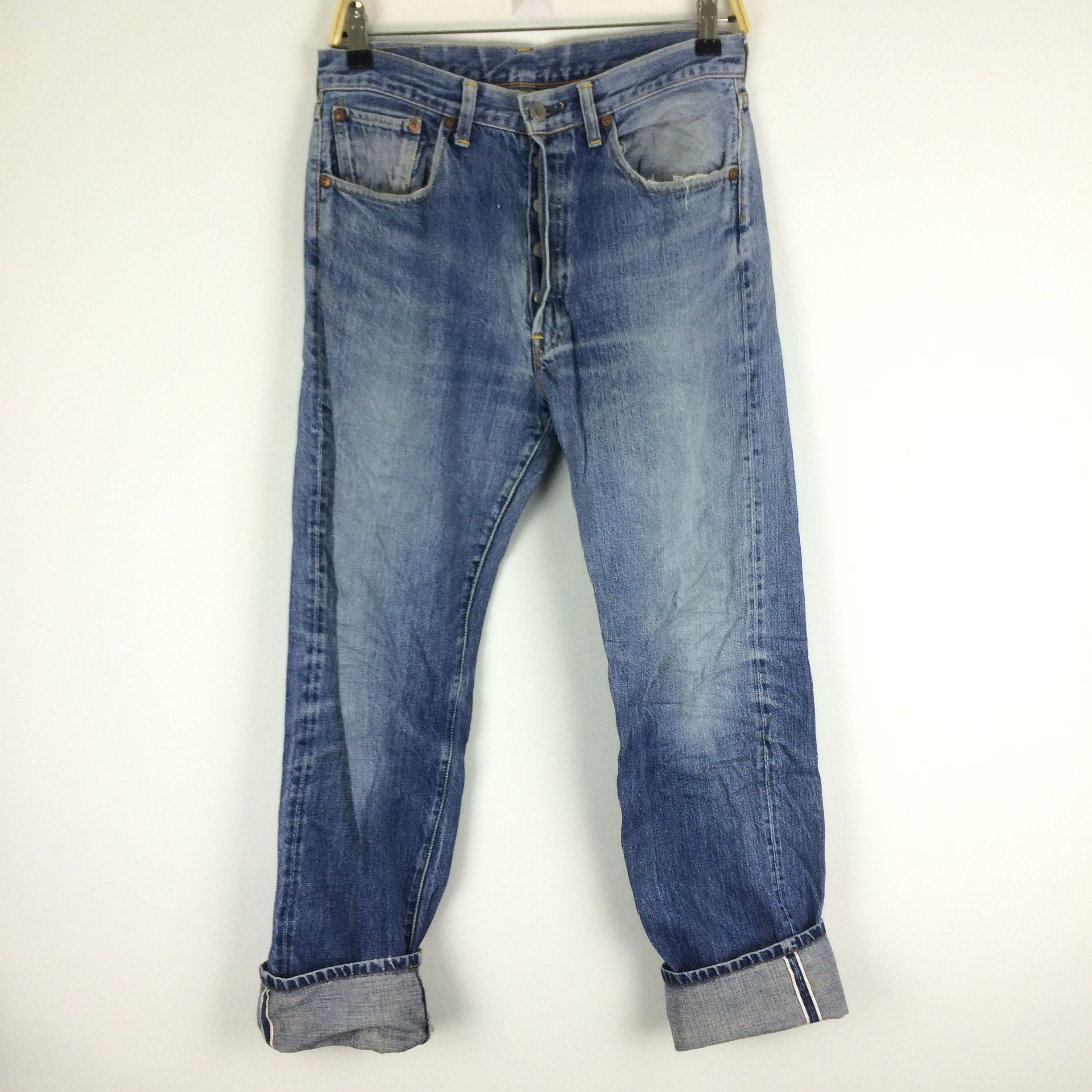 Levi's Vintage Clothing × Nirvana X32 VTG LEVIS BIG E SELVEDGE RIPPED JEANS KURT COBAIN STYLE Size US 31 - 1 Thumbnail