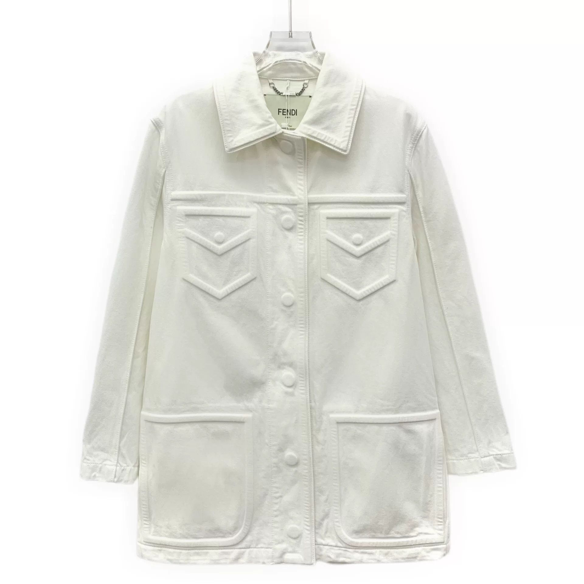Fendi fendi white pocket embossed cotton jacket Size US XS / EU 42 / 0 - 1 Thumbnail