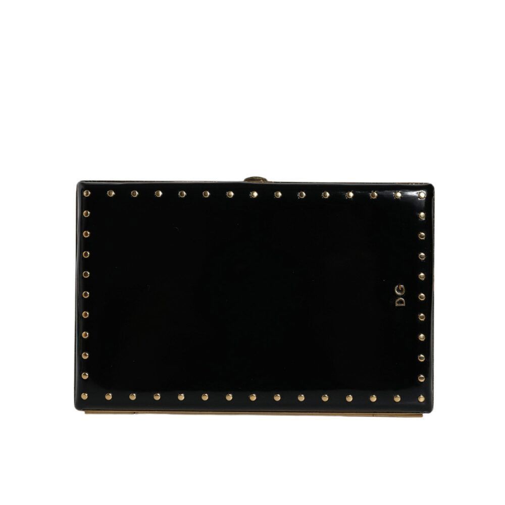 Dolce & Gabbana Dolce & Gabbana Black Leather Studs Gold Frame Clutch Evenin Size ONE SIZE - 1 Thumbnail