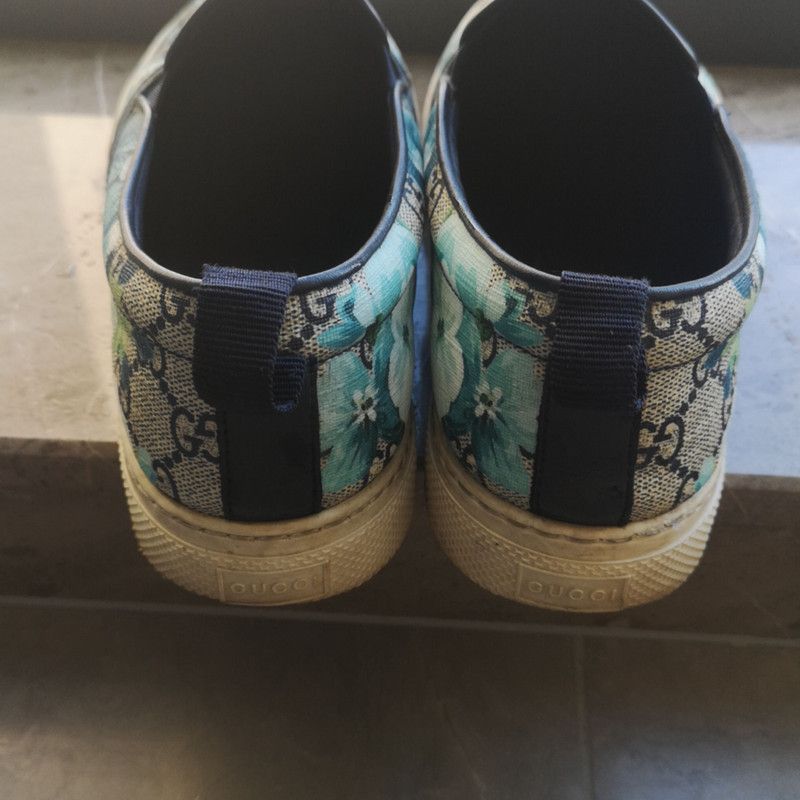 Gucci Gucci Floral Print Blue Slip-On Sneakers Size US 9.5 / EU 42-43 - 2 Thumbnail