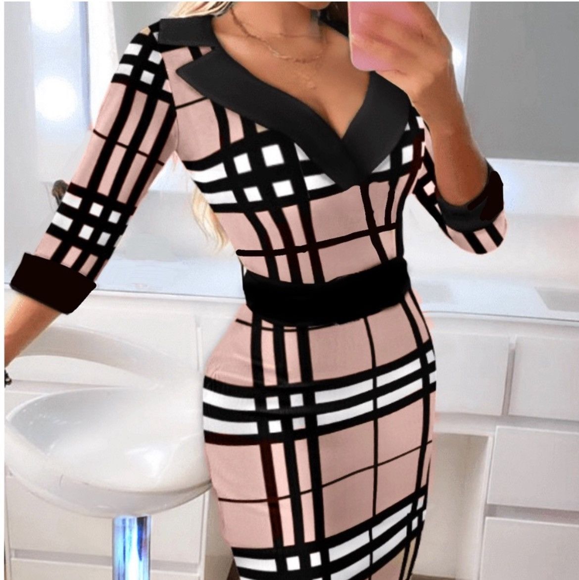 Designer NWT, Lavishly Paris Belted Fall Season Plaid Design Dress Size M / US 6-8 / IT 42-44 - 6 Thumbnail