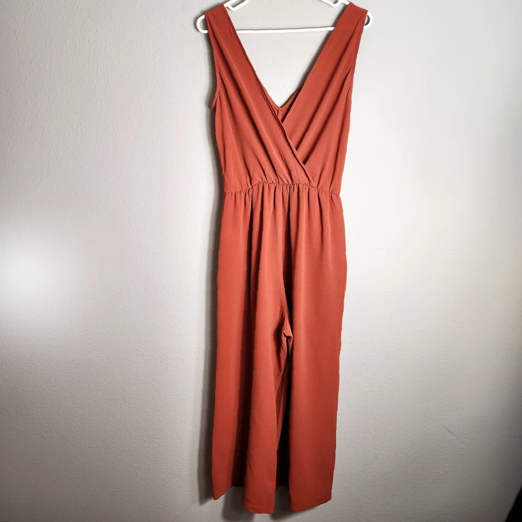 Vintage As U Wish Jumpsuit Womens Burnt Orange Sleeveless V-Neck Wide Leg S Size 28" / US 6 / IT 42 - 6 Thumbnail