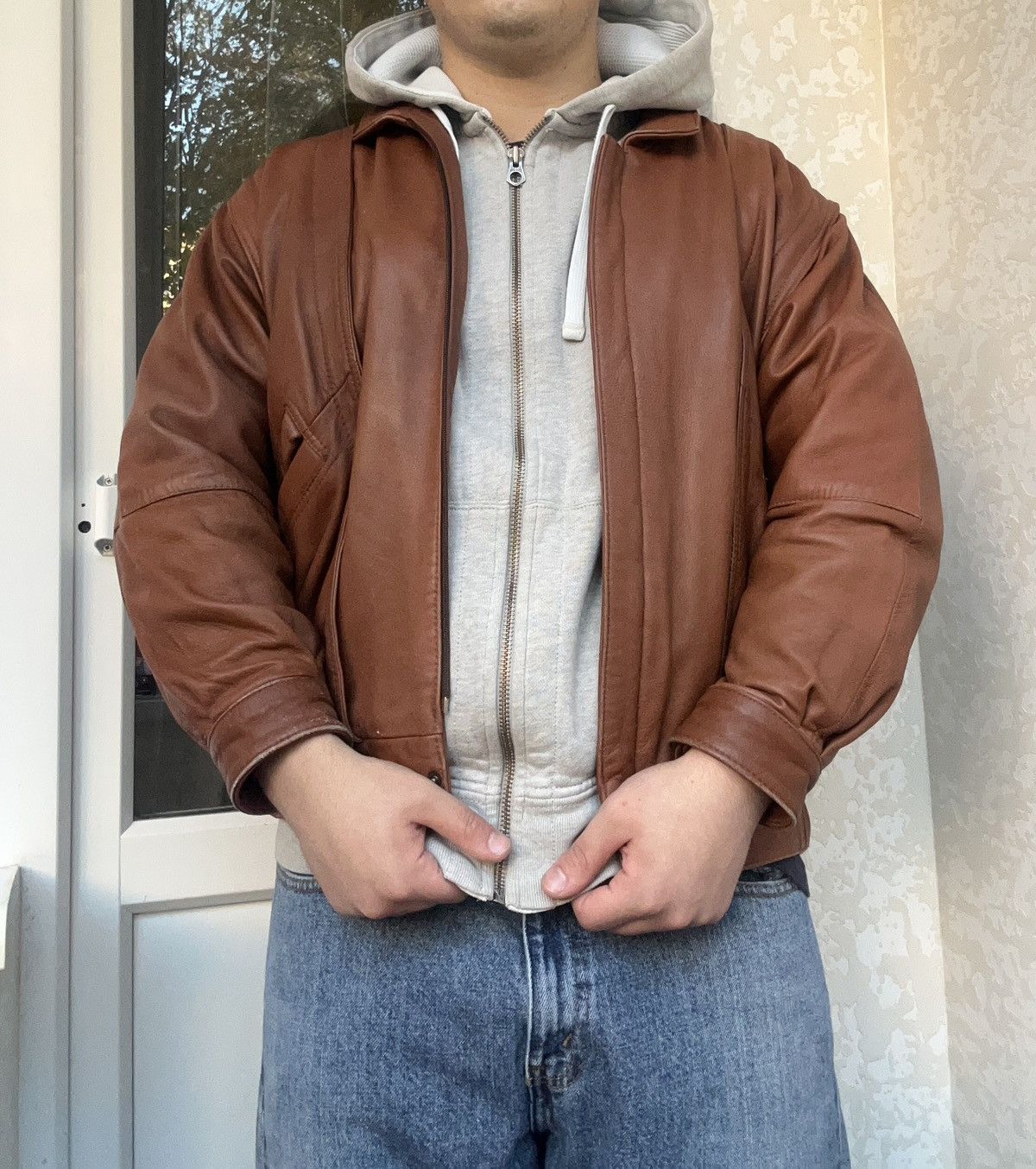 Genuine Leather × Vintage Vintage Leather Brown leather jacket men’s genuine leather Size US M / EU 48-50 / 2 - 1 Thumbnail