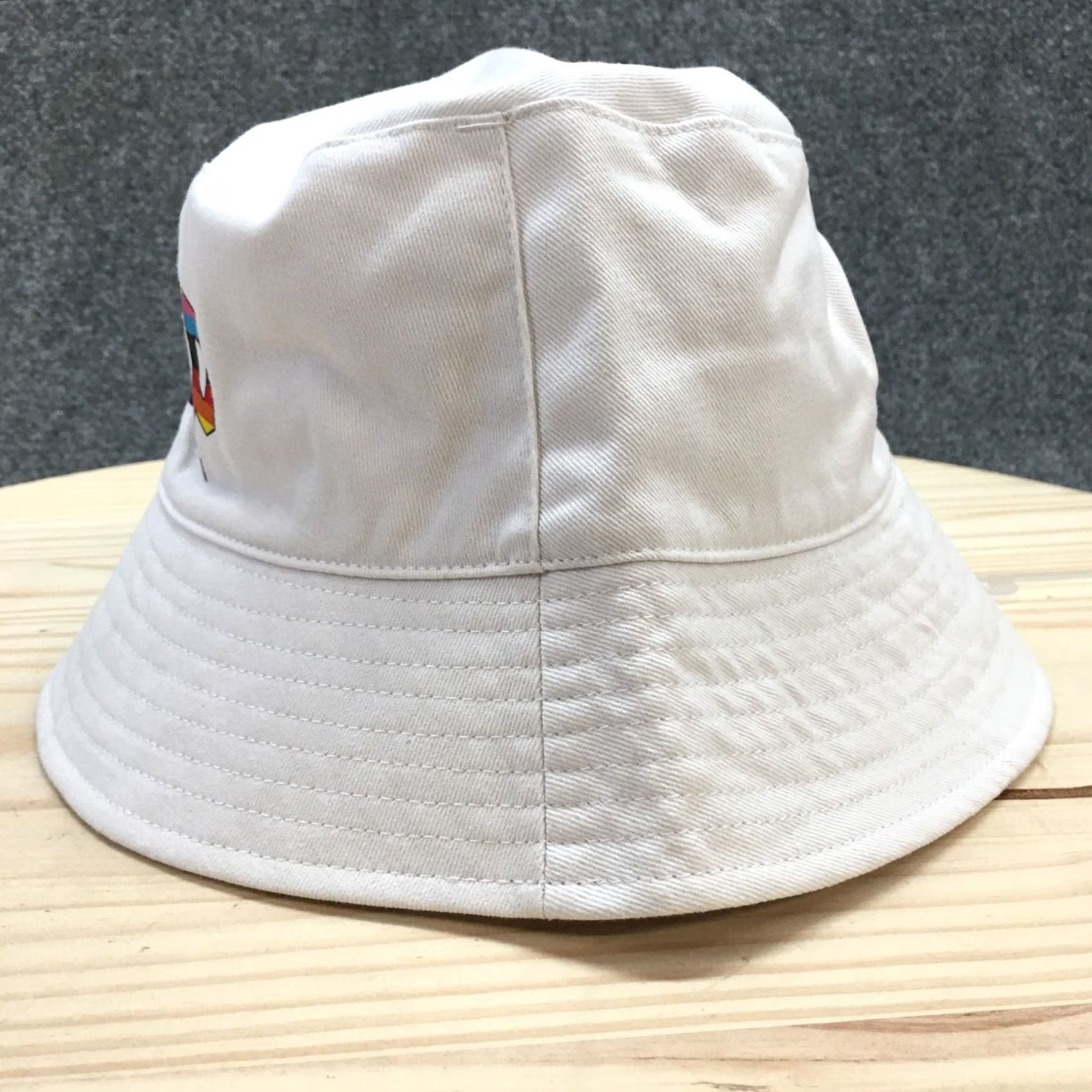 Gap GAP Pride Bucket Hat Womens One Size Optic White Cotton Rainbow Print Logo Cap Size ONE SIZE - 4 Thumbnail